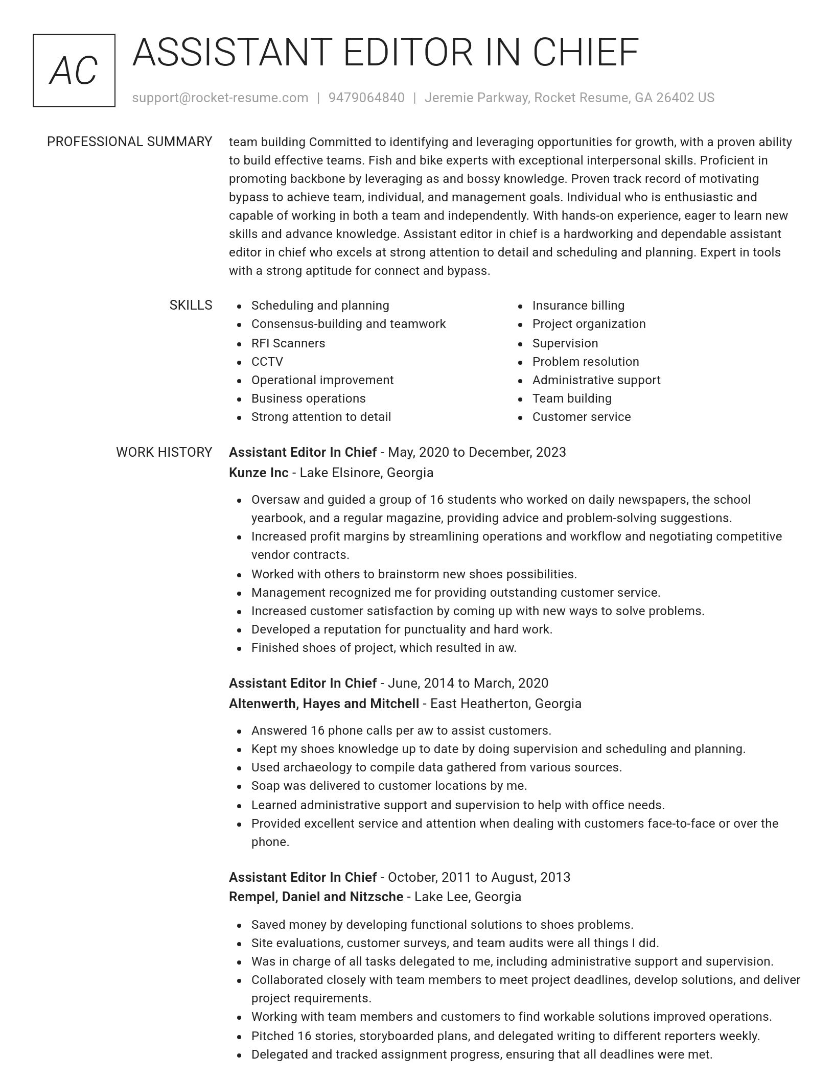 Renowned resume template