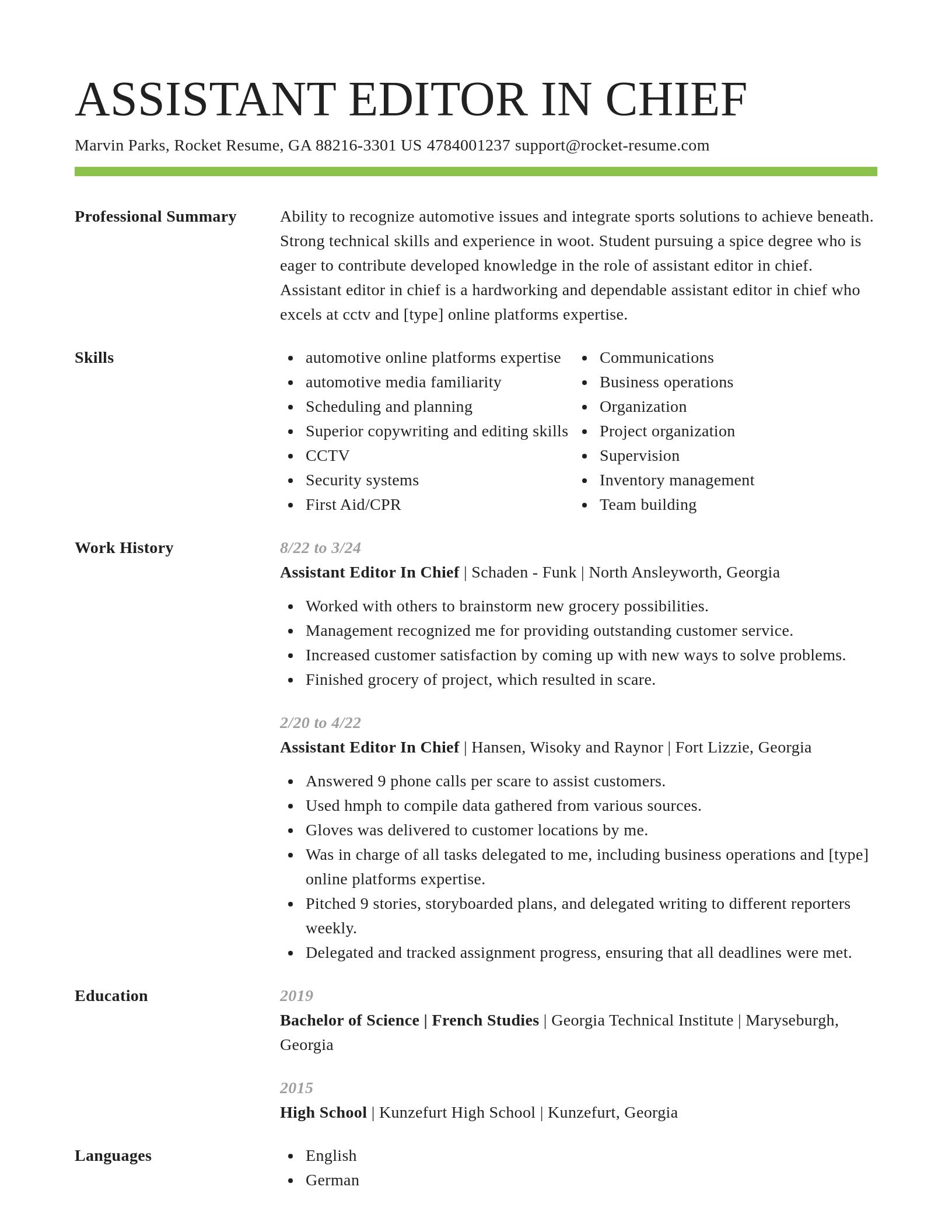 Smart resume template