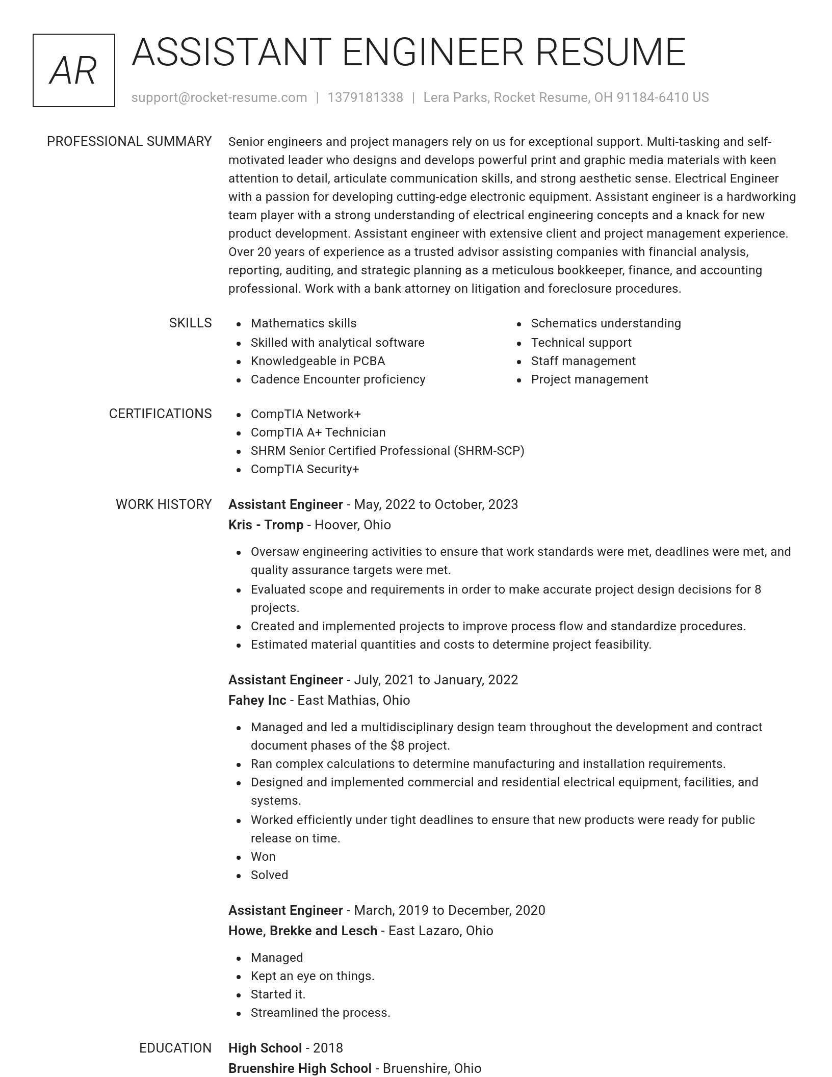 Renowned resume template