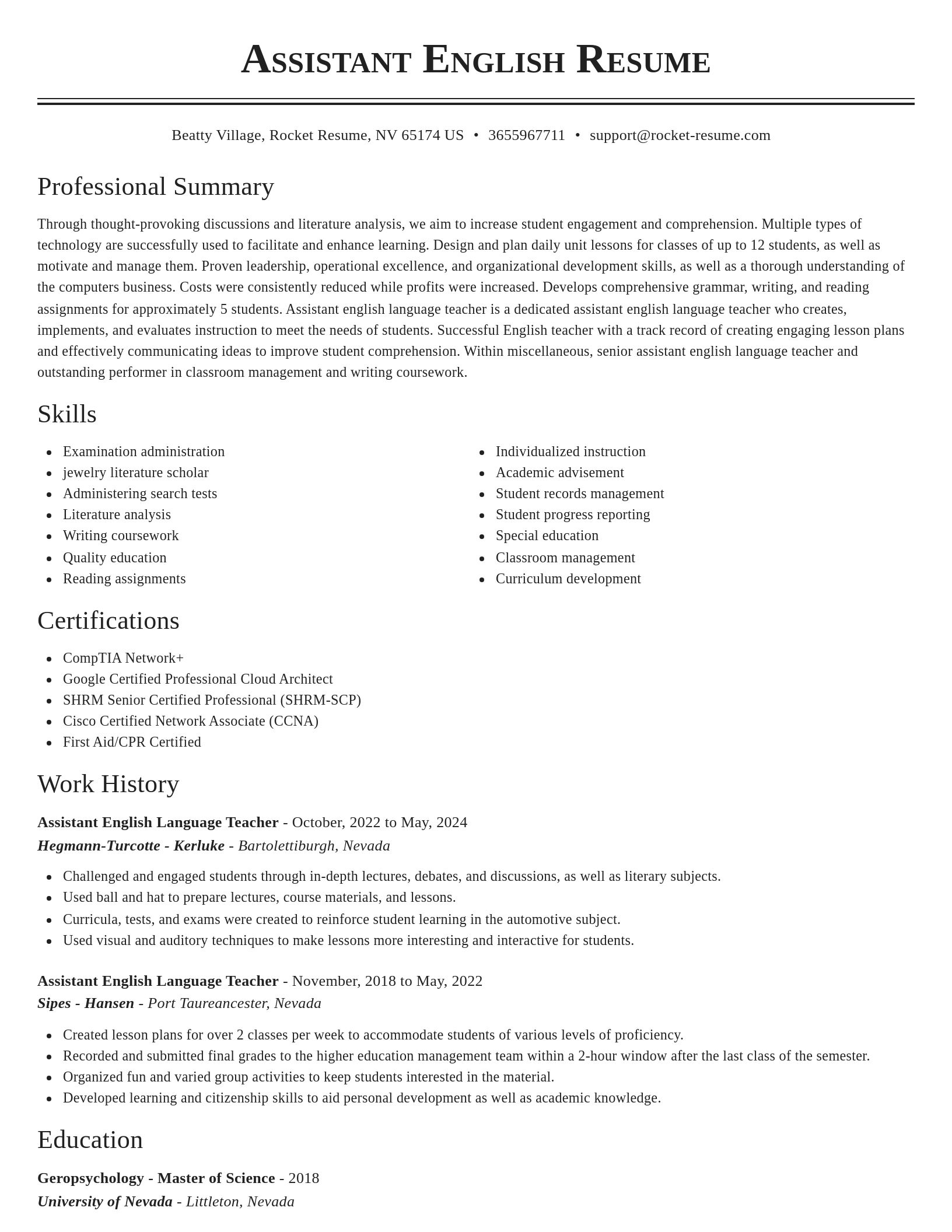 Classic resume template