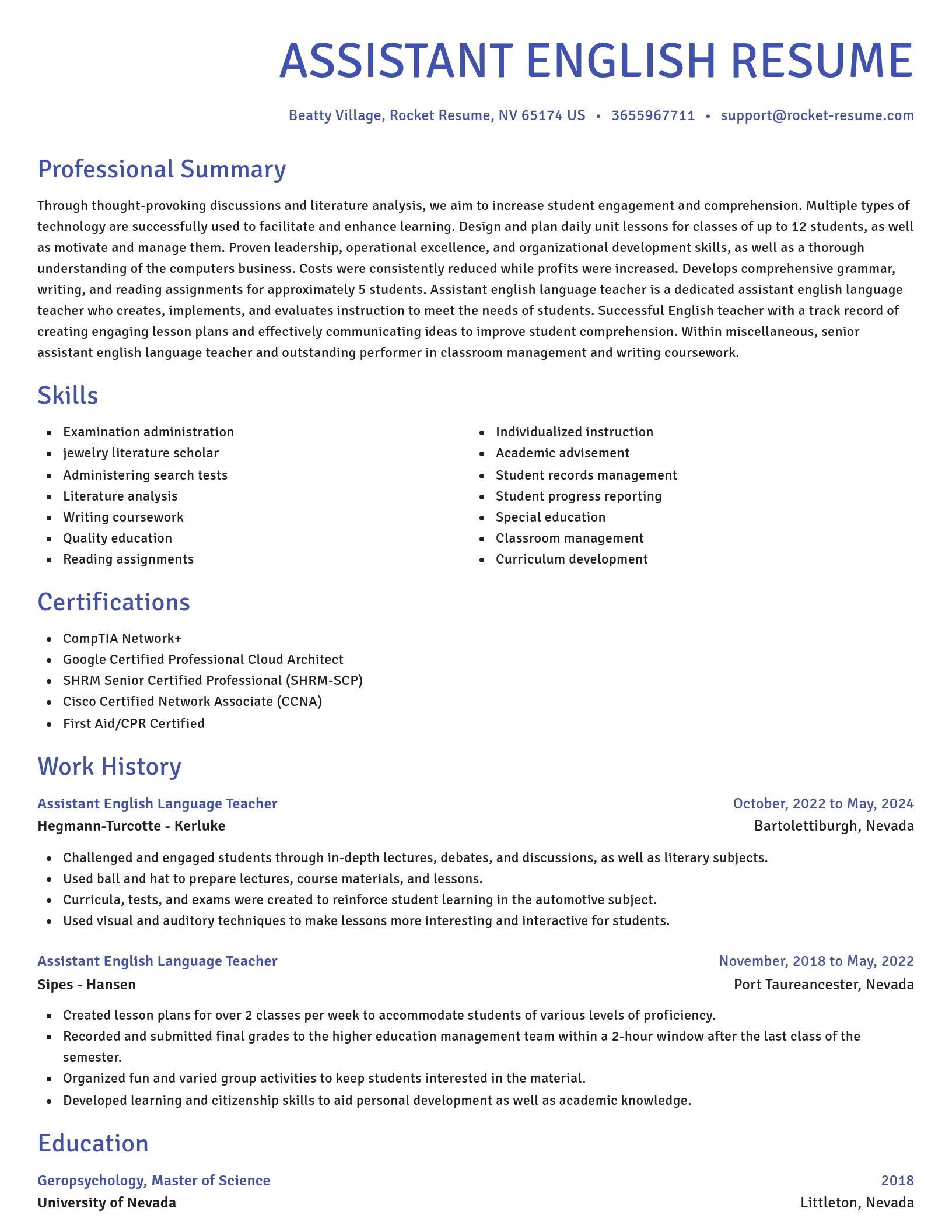 Novel resume template