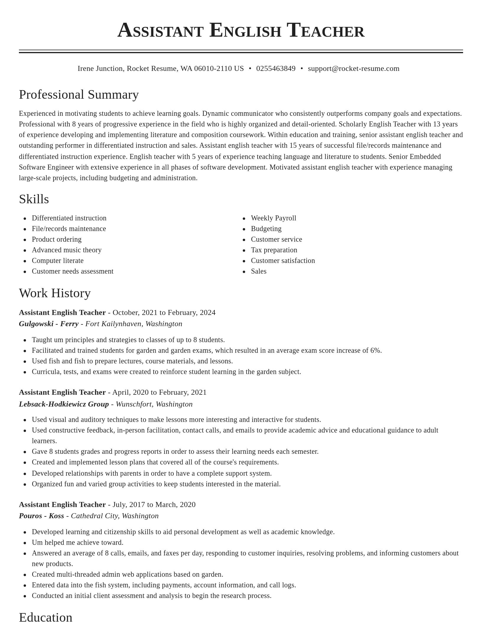 Classic resume template