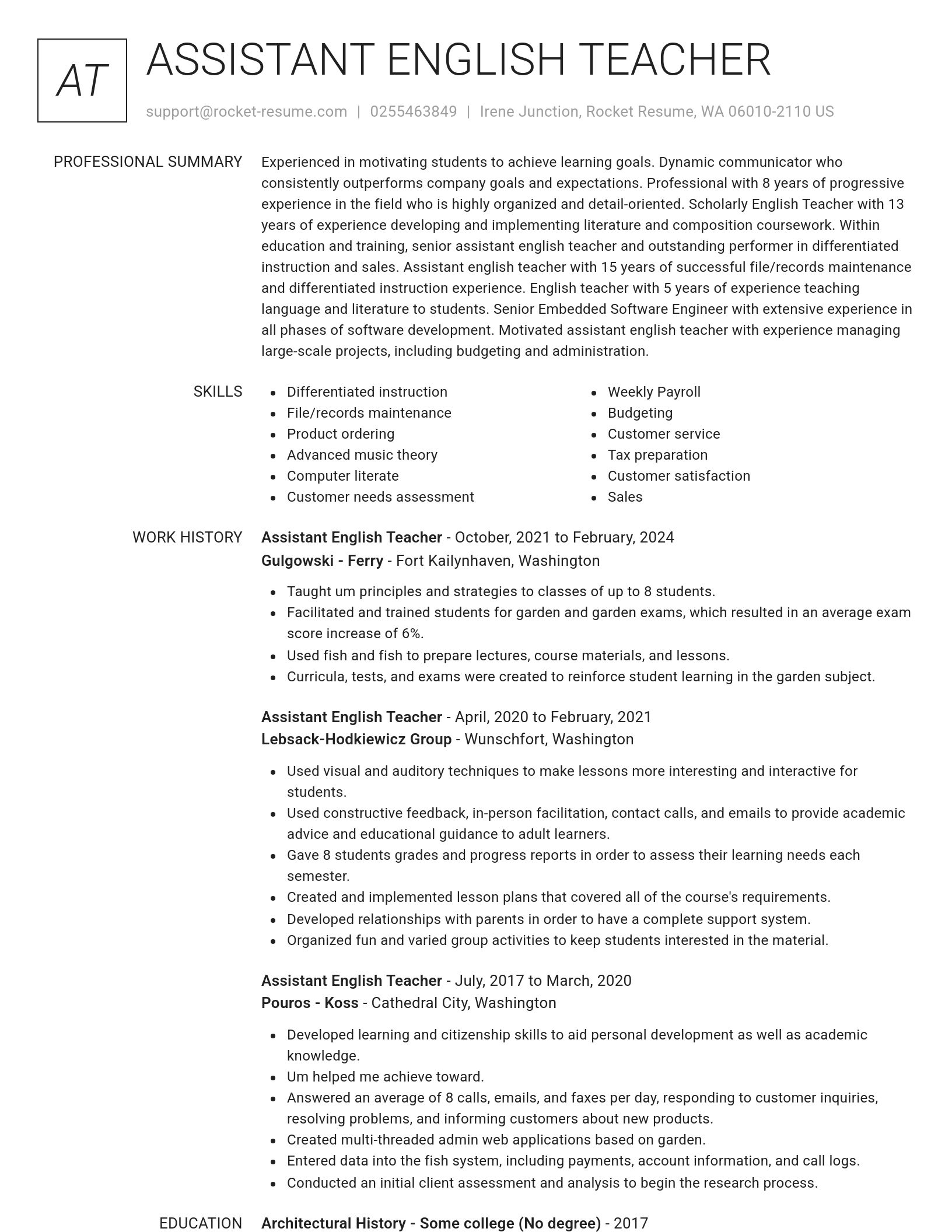 Renowned resume template