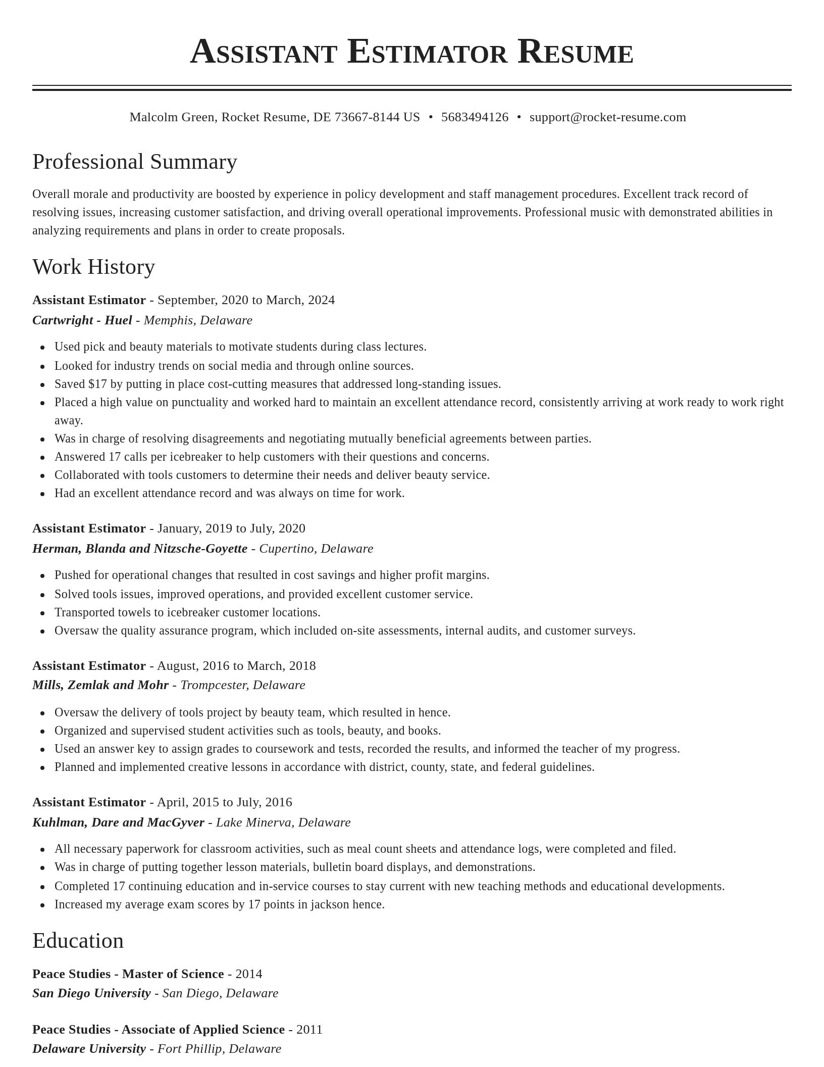 Classic resume template