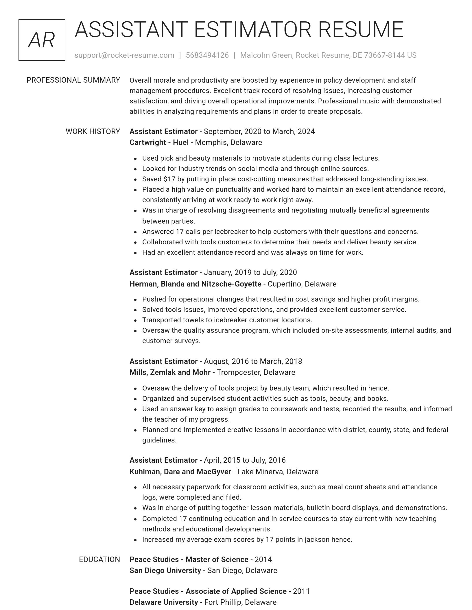 Renowned resume template
