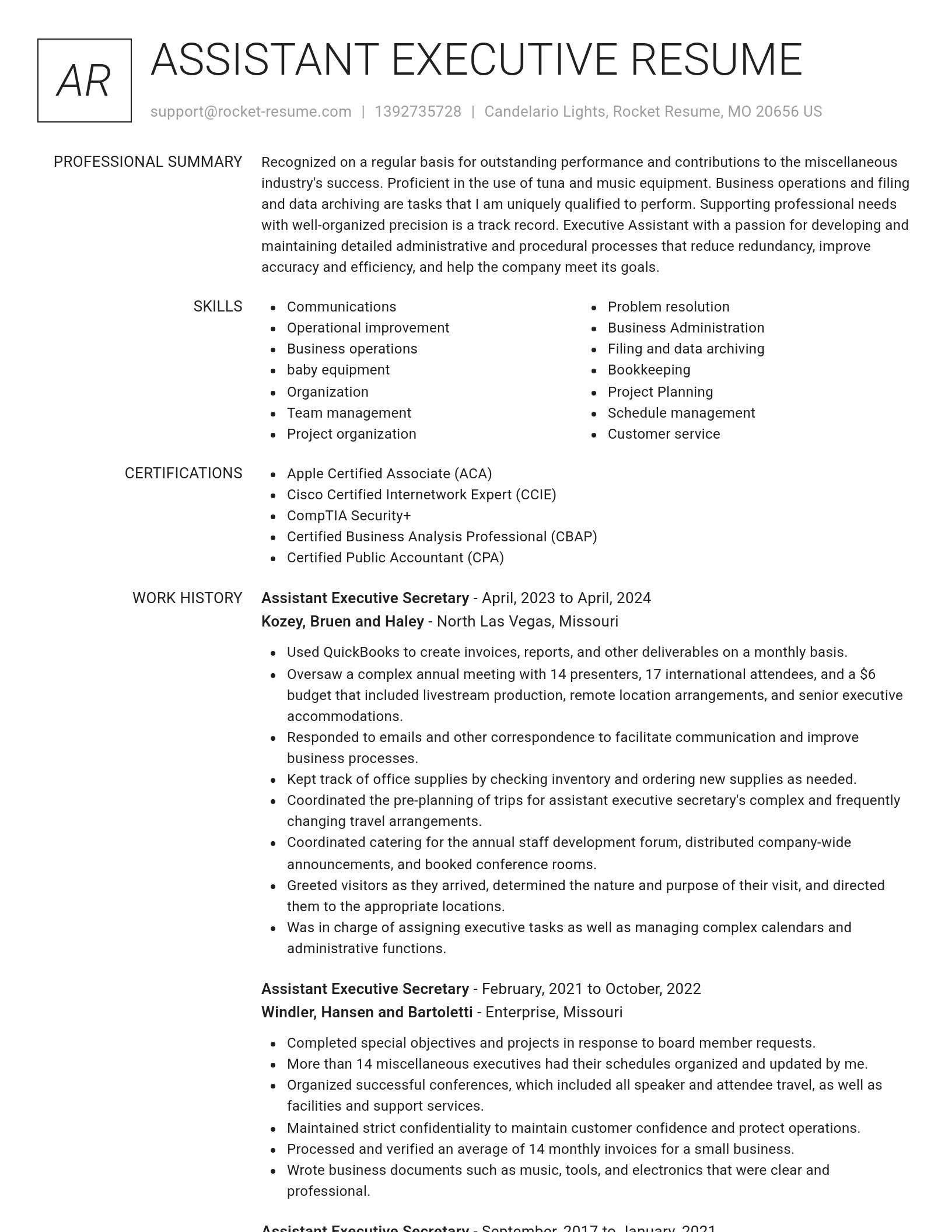 Renowned resume template