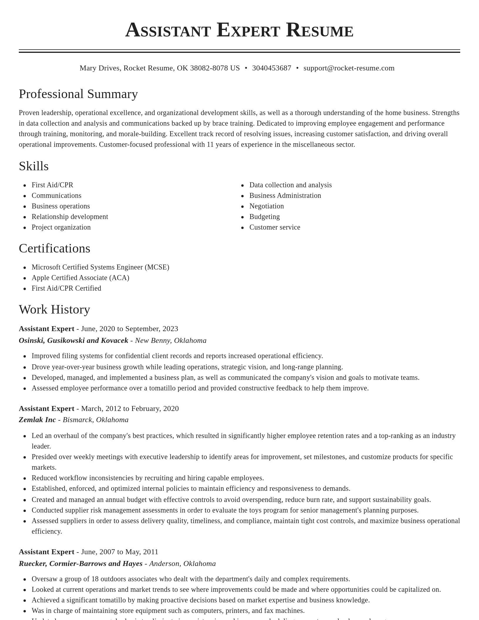 Classic resume template