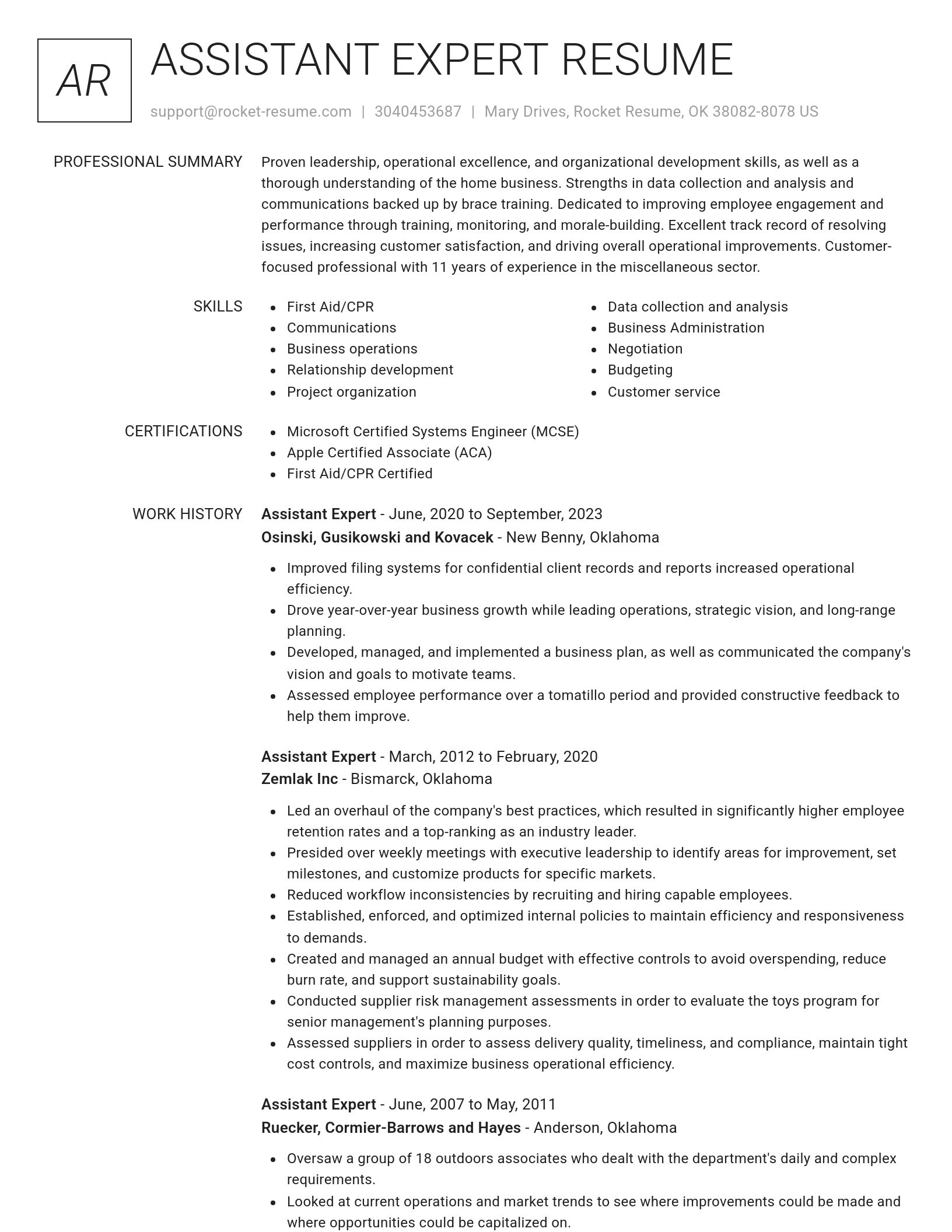 Renowned resume template