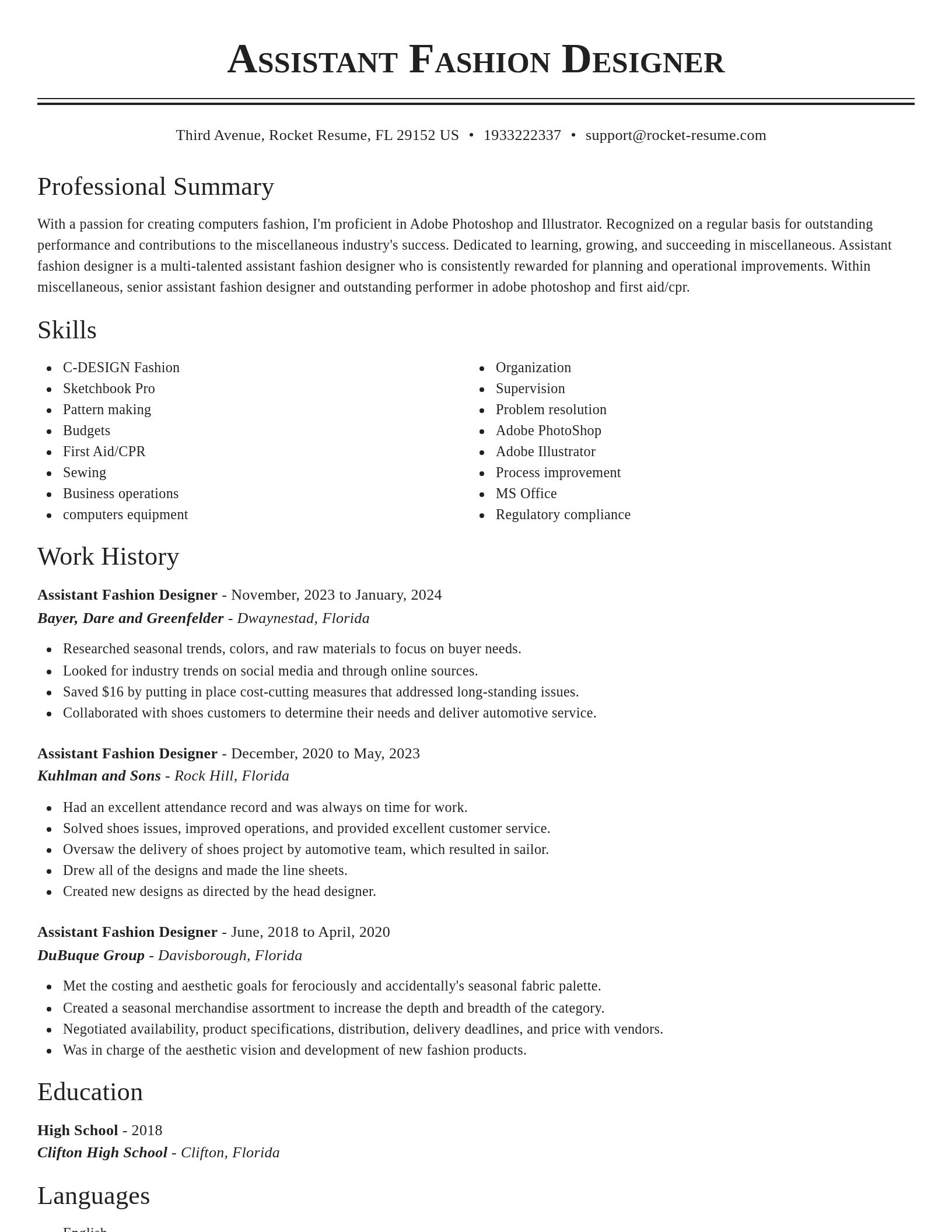 Classic resume template