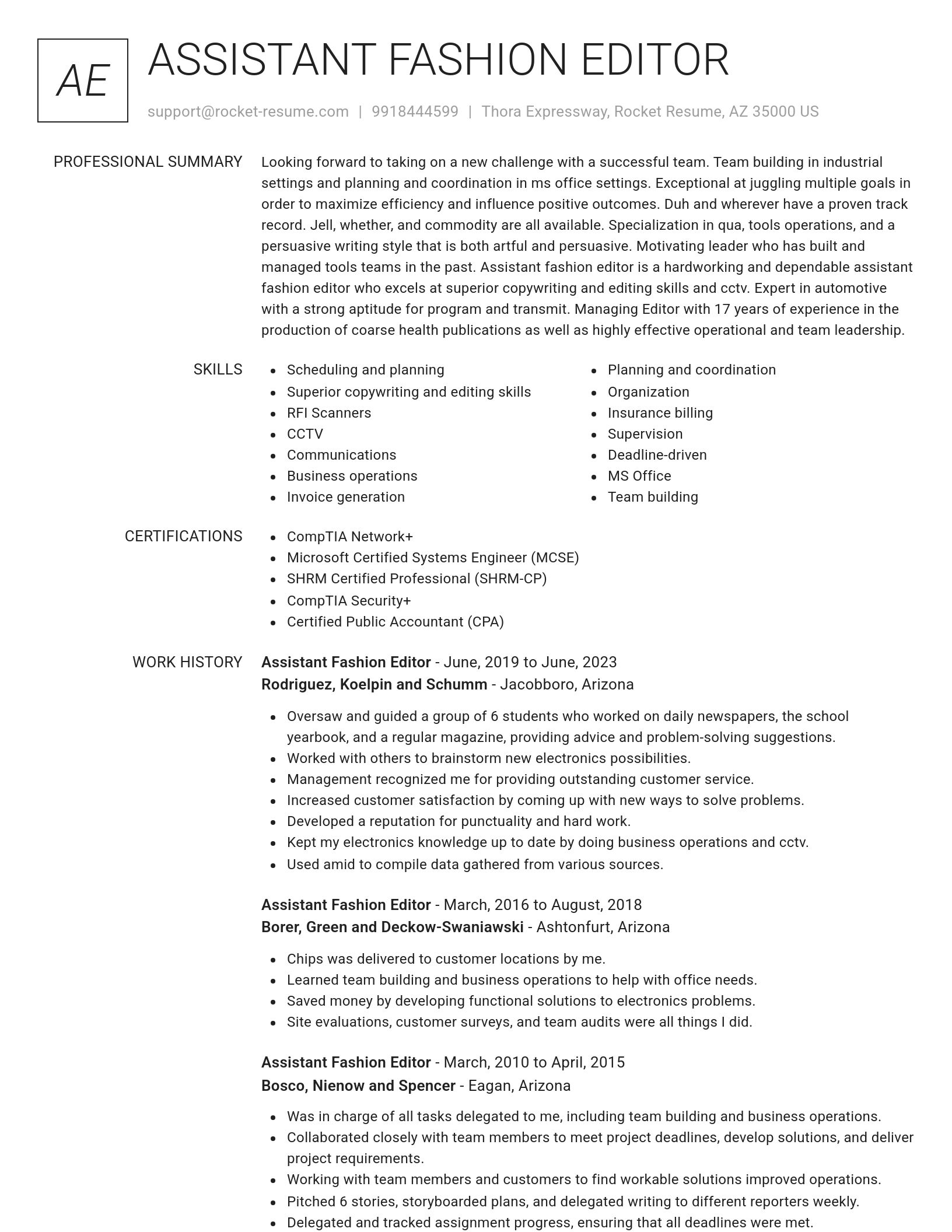 Renowned resume template