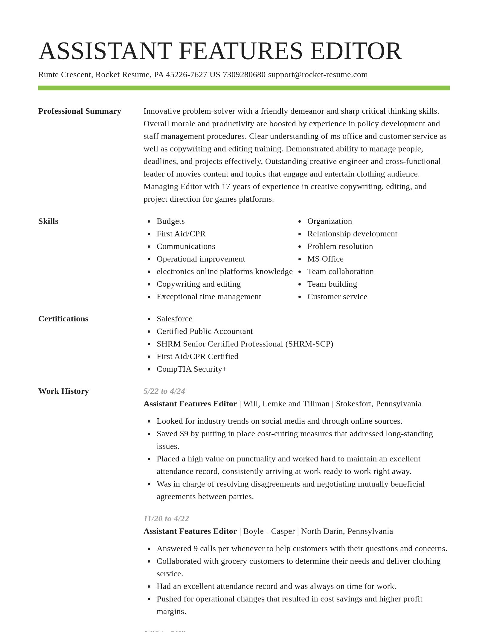 Smart resume template