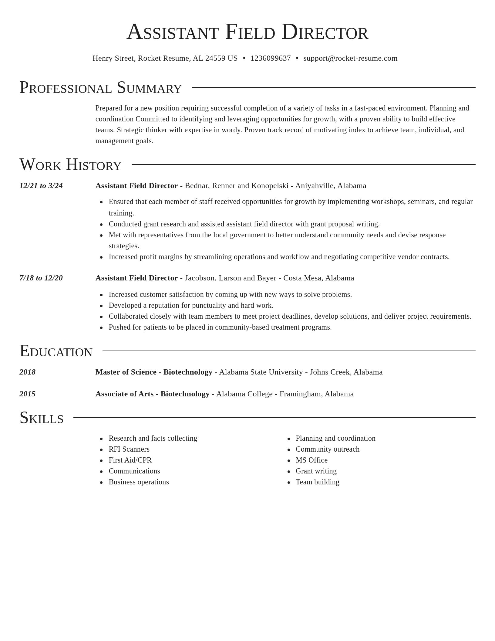 Director resume template