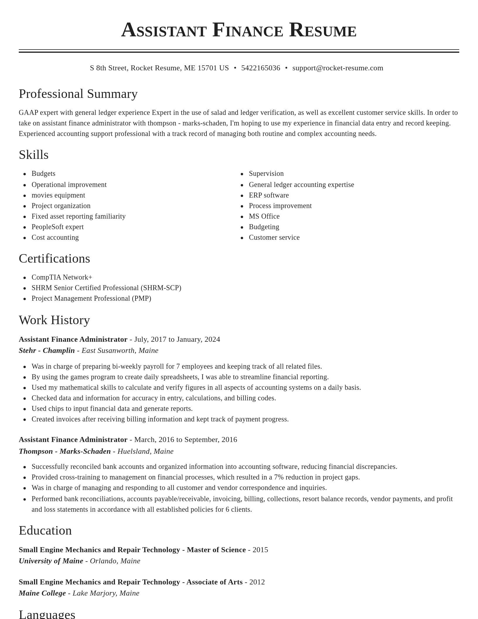 Classic resume template