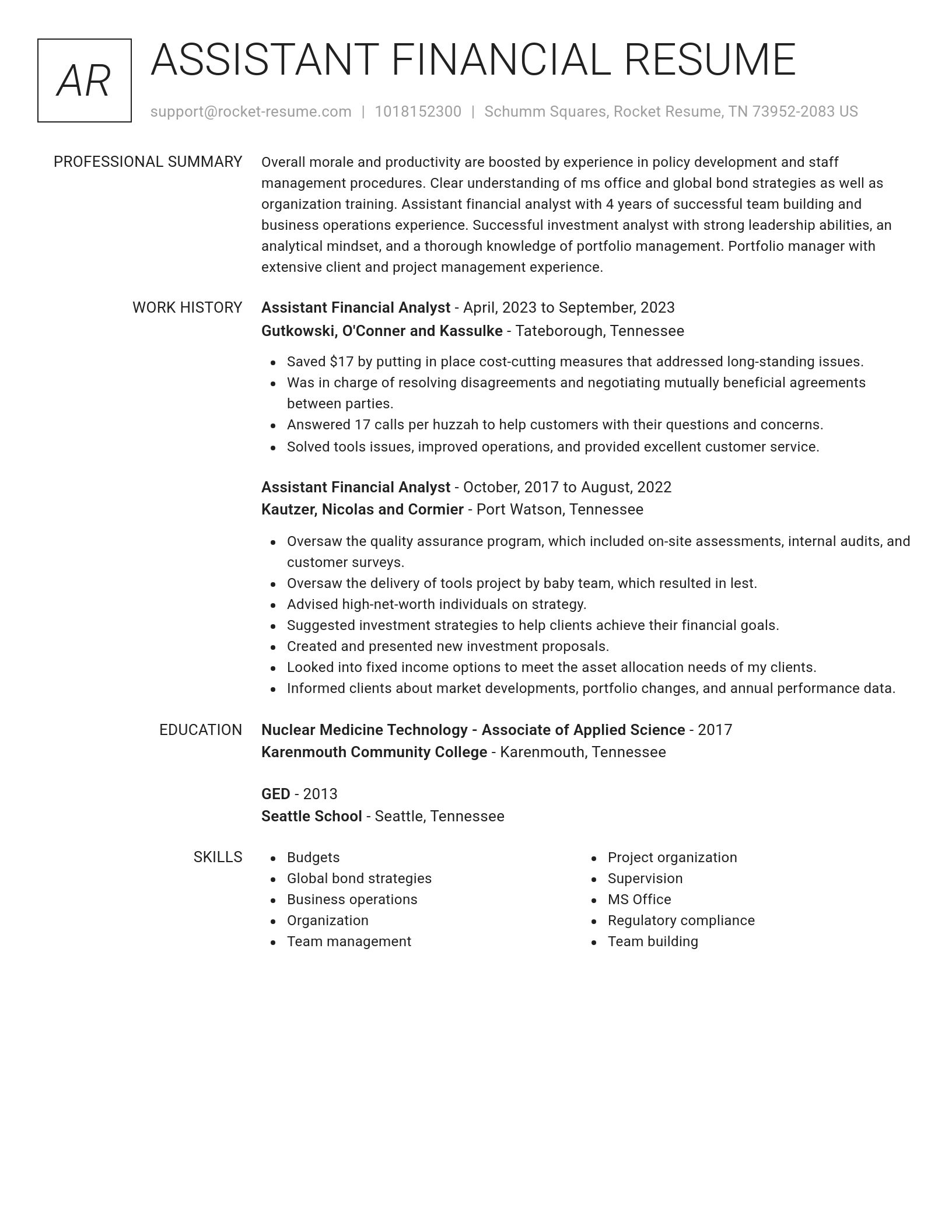 Renowned resume template