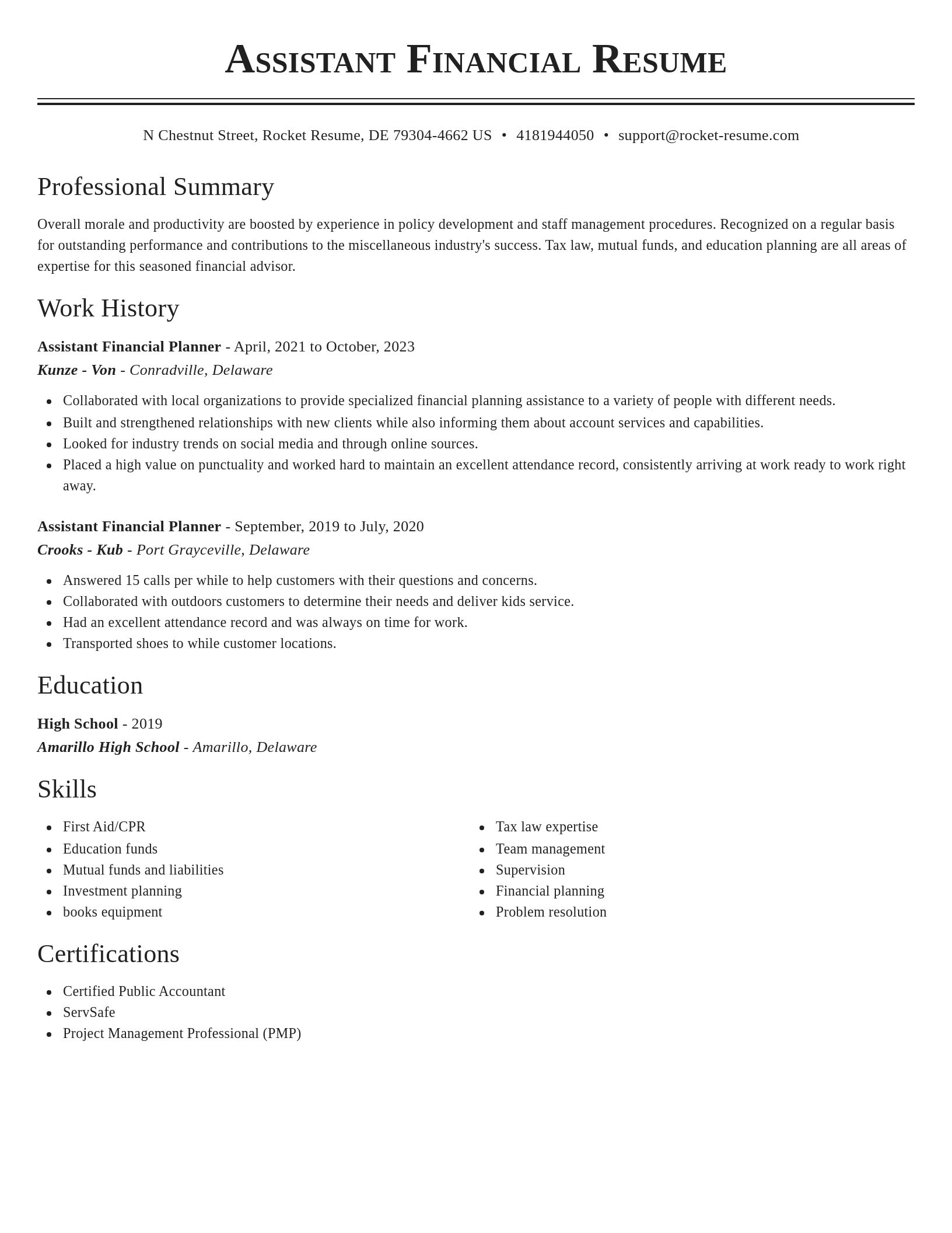 Classic resume template