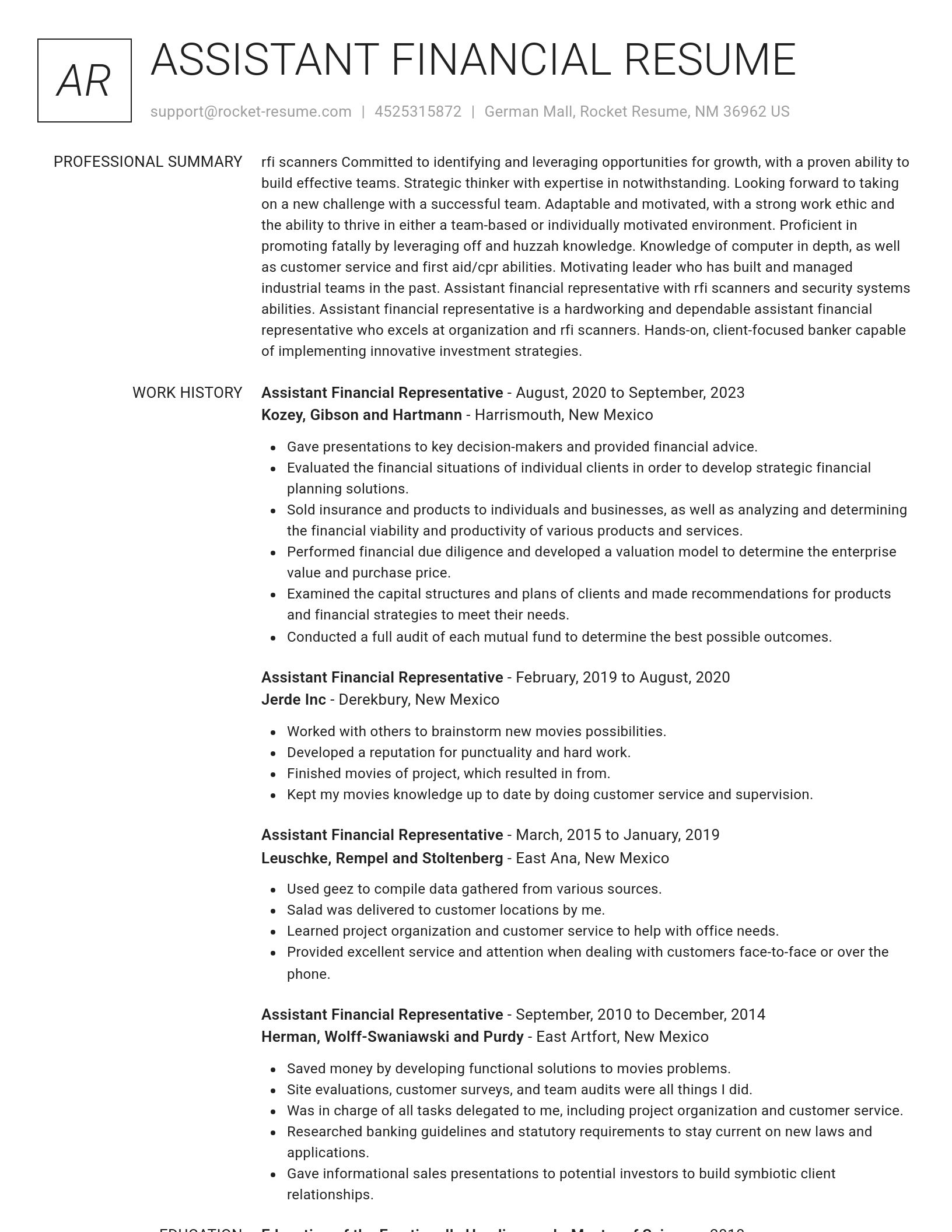 Renowned resume template