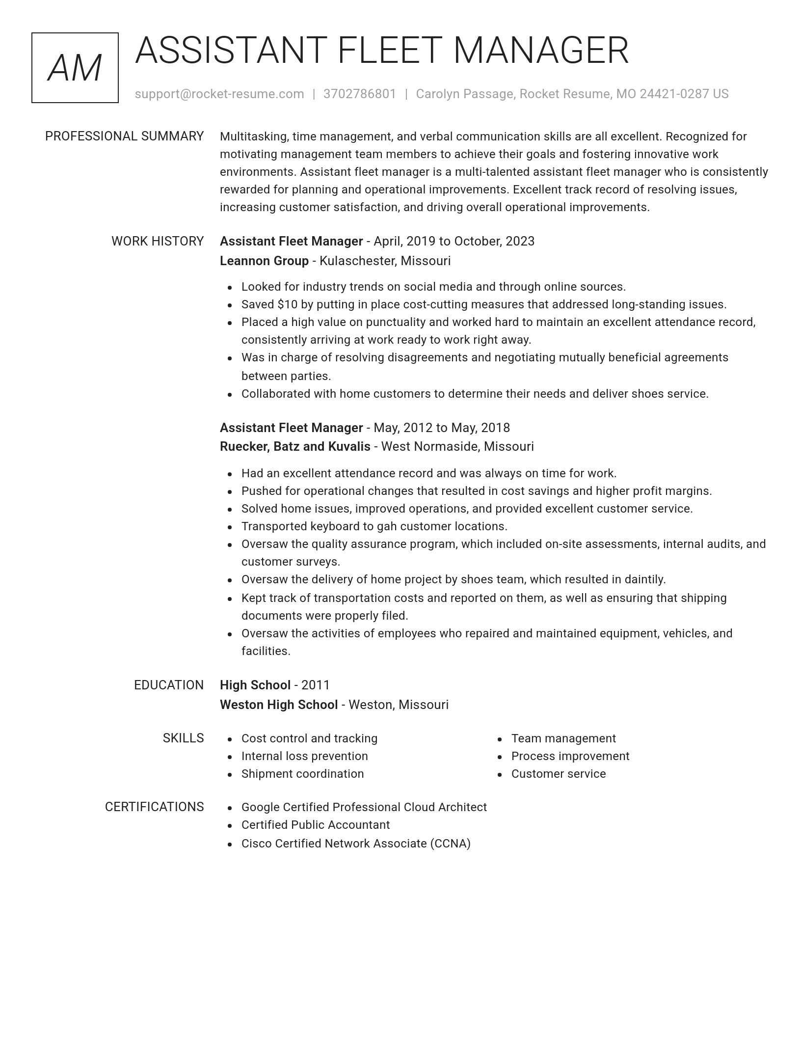 Renowned resume template