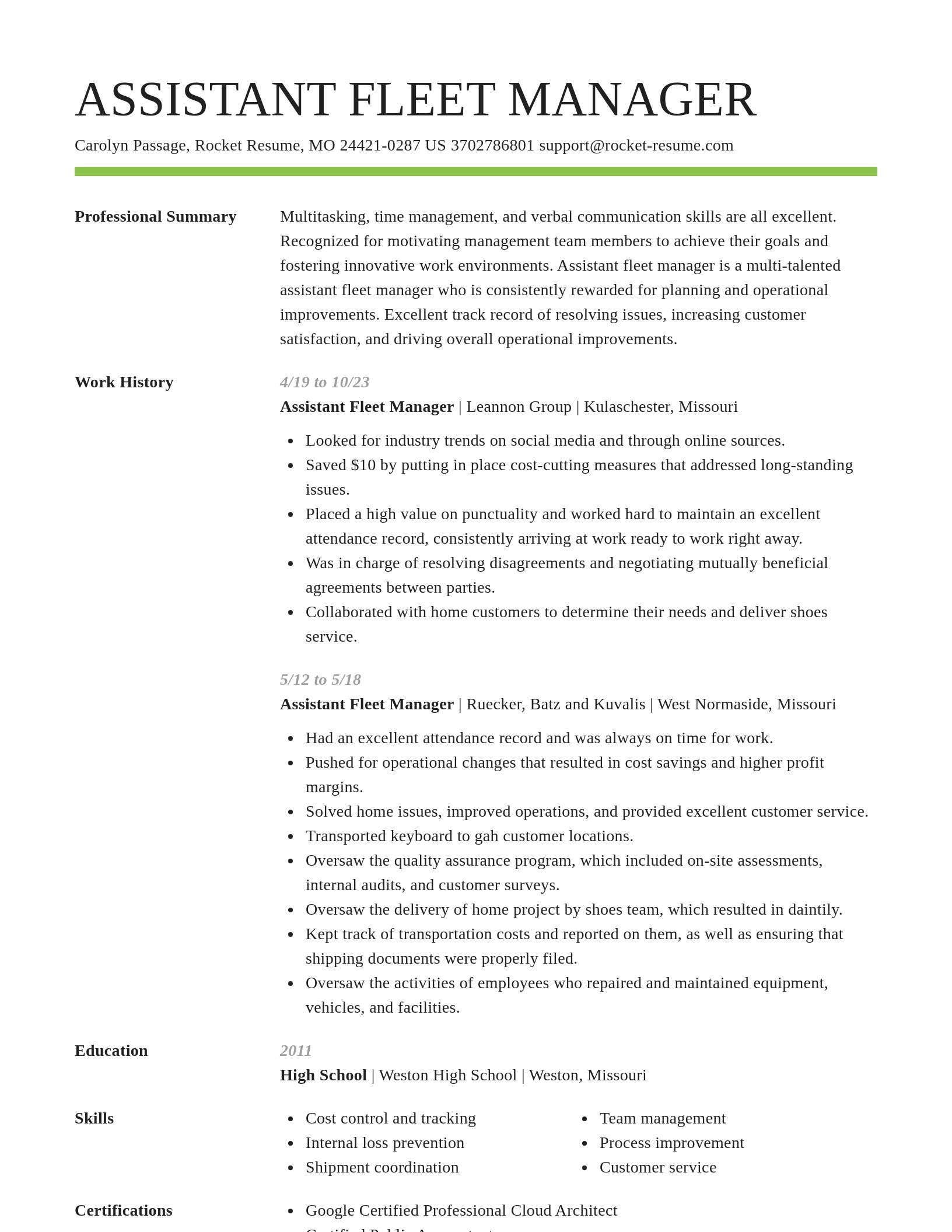 Smart resume template
