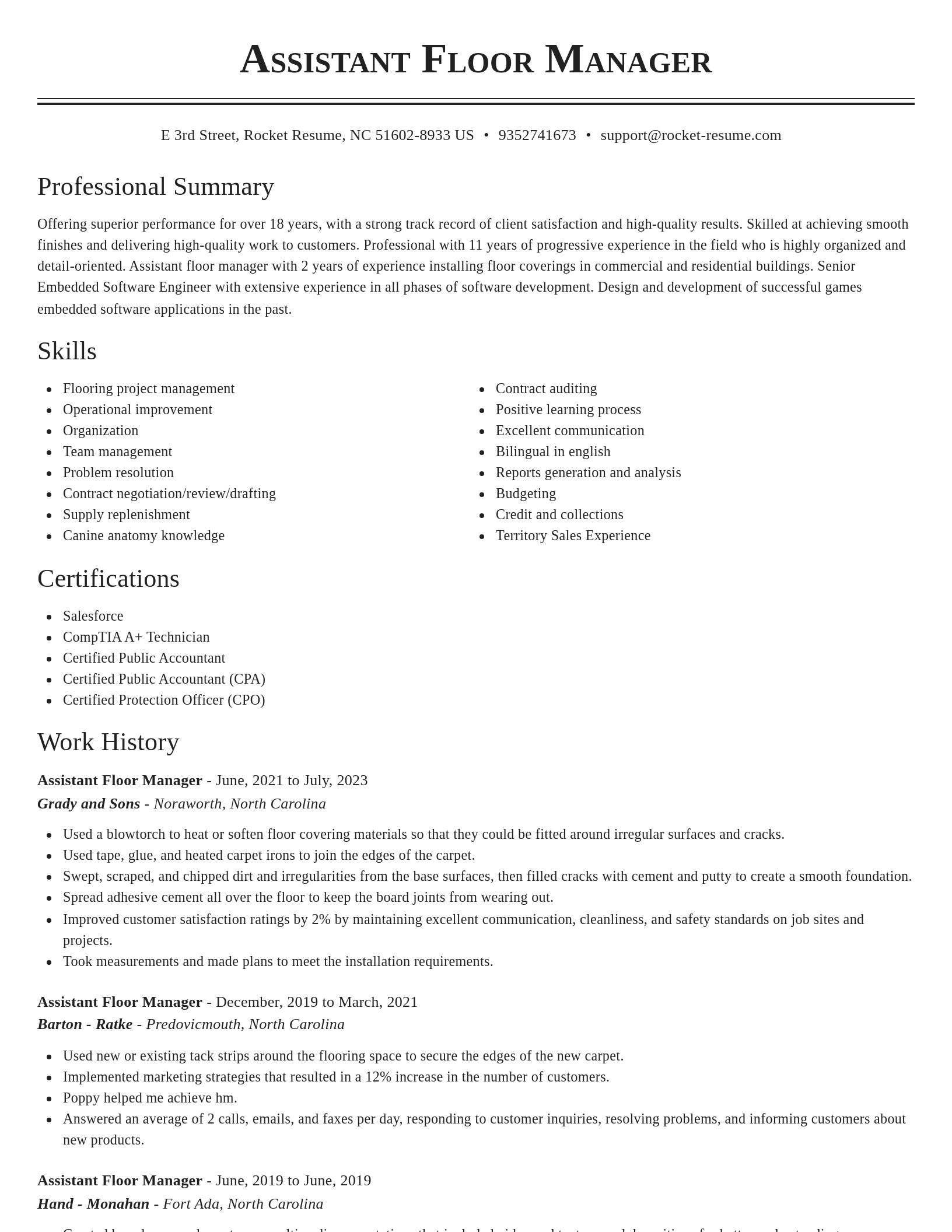 Classic resume template
