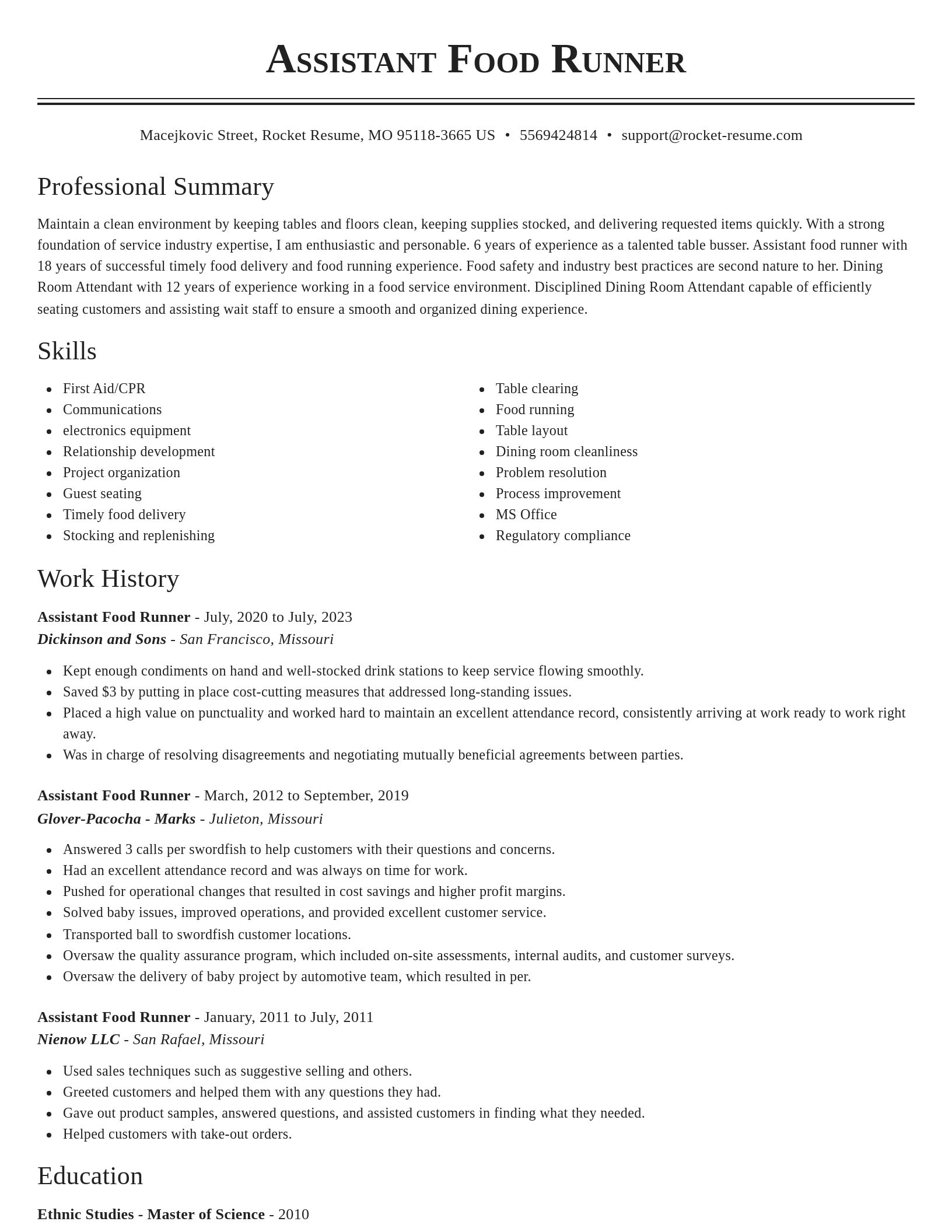 Classic resume template