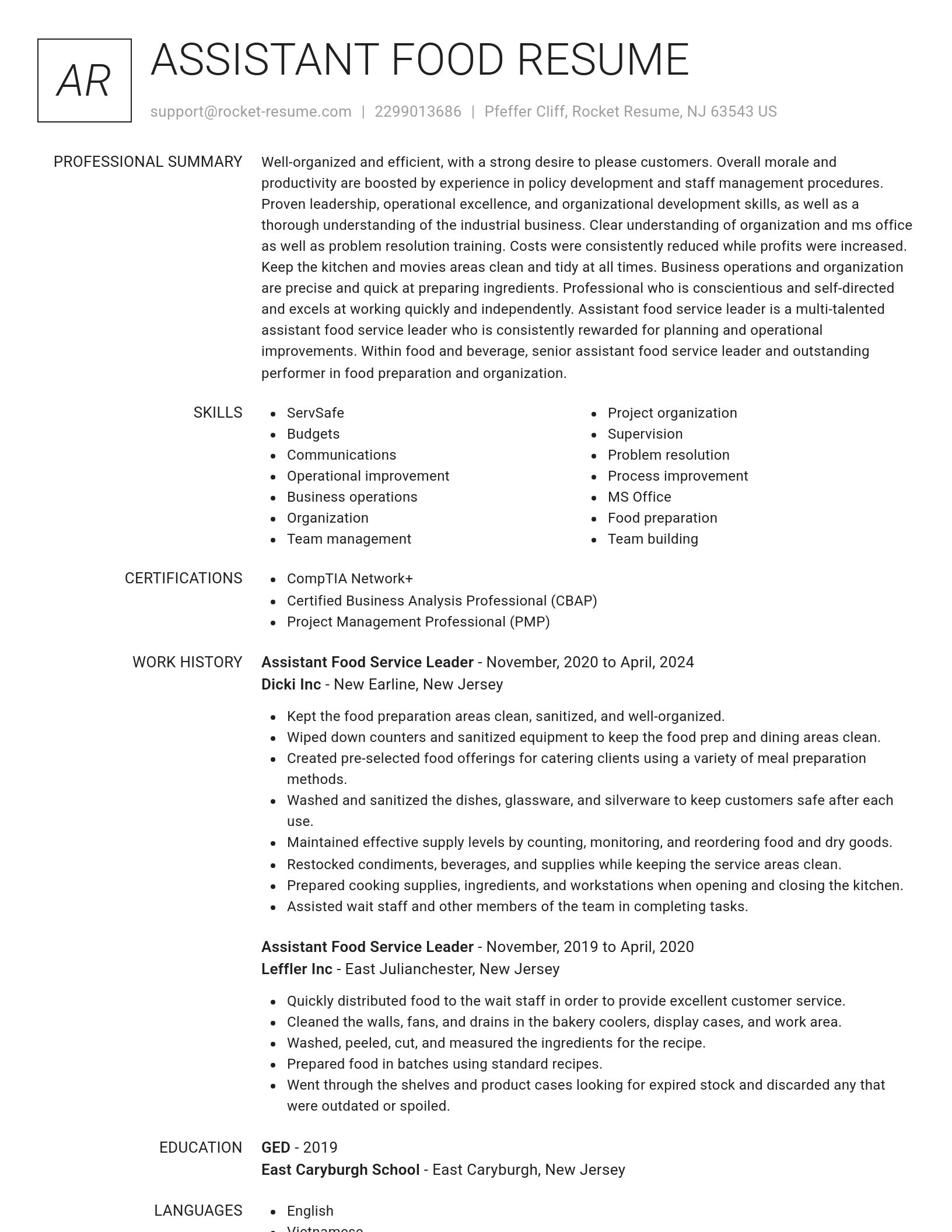 Renowned resume template