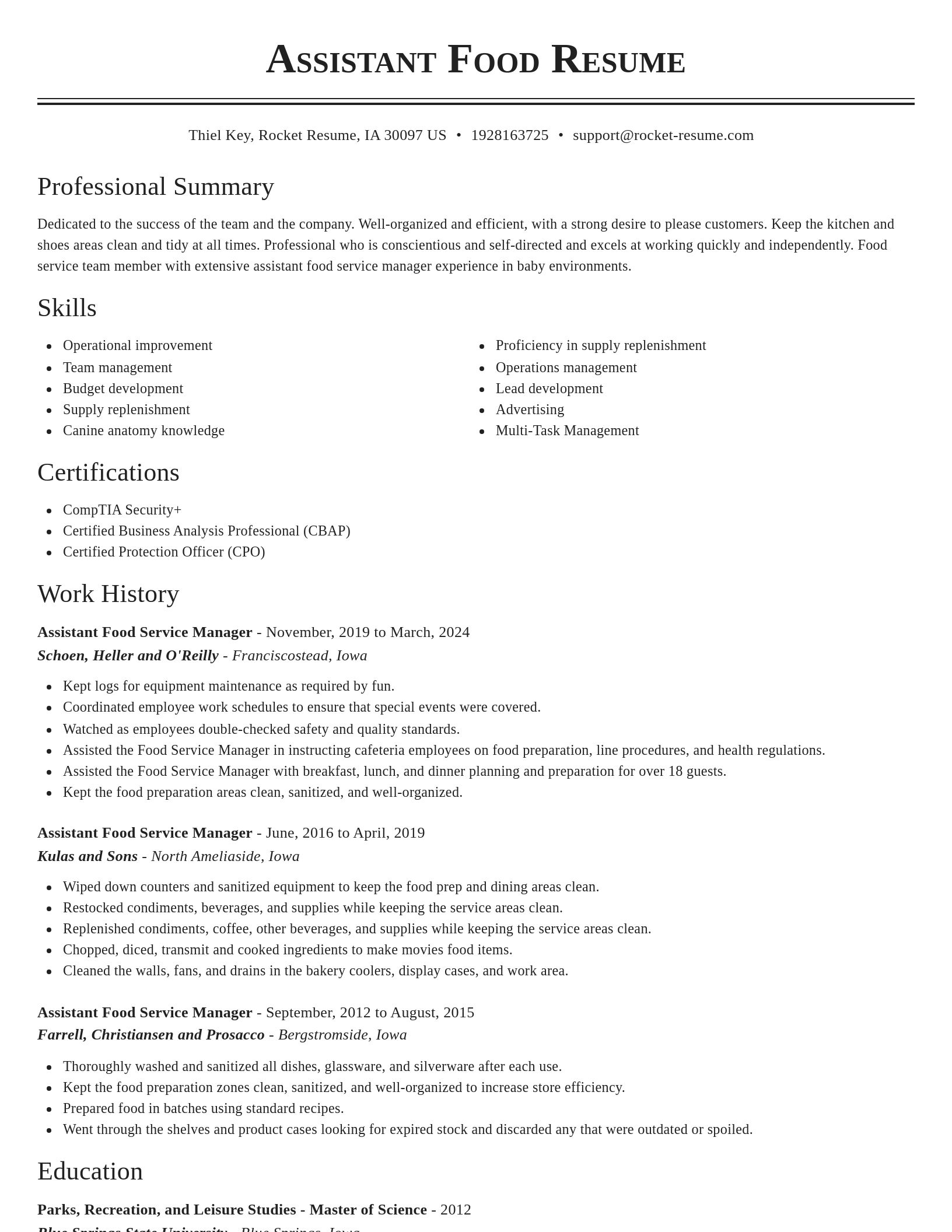 Classic resume template