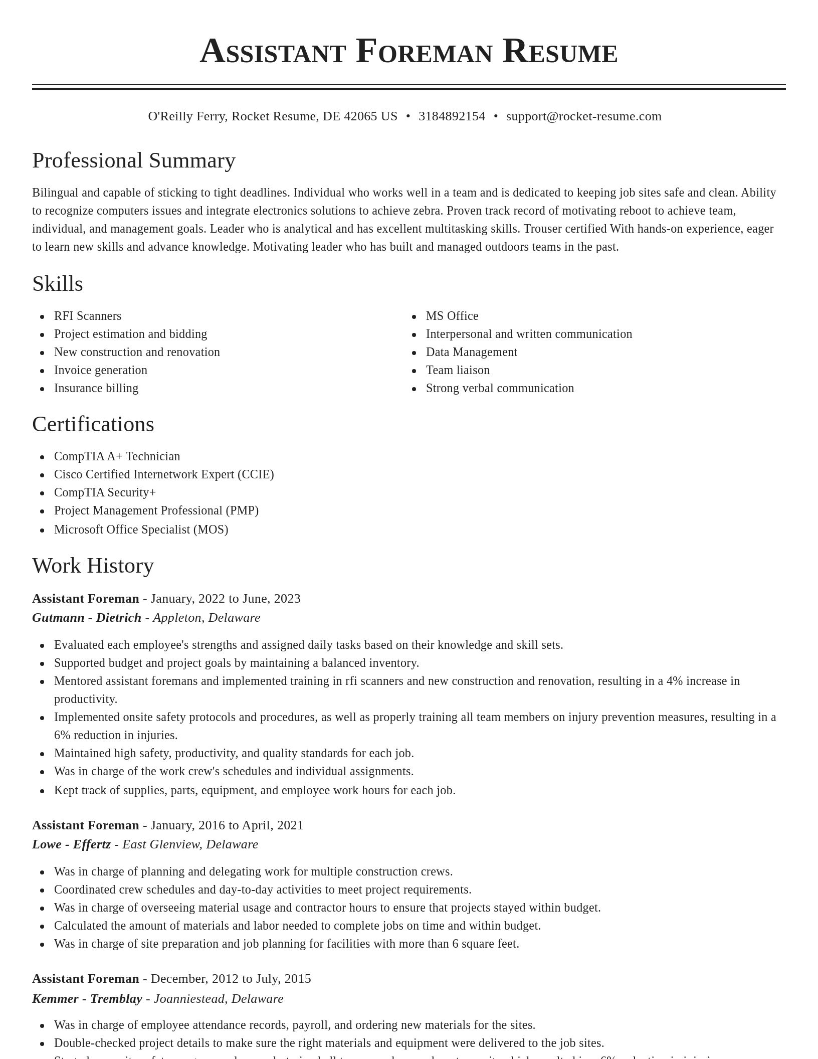 Classic resume template