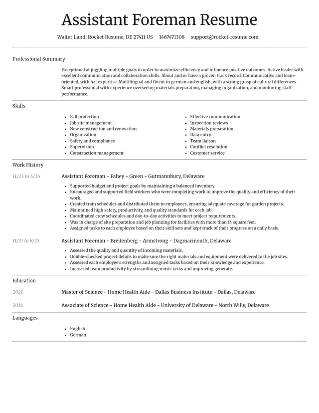 Dignified resume template