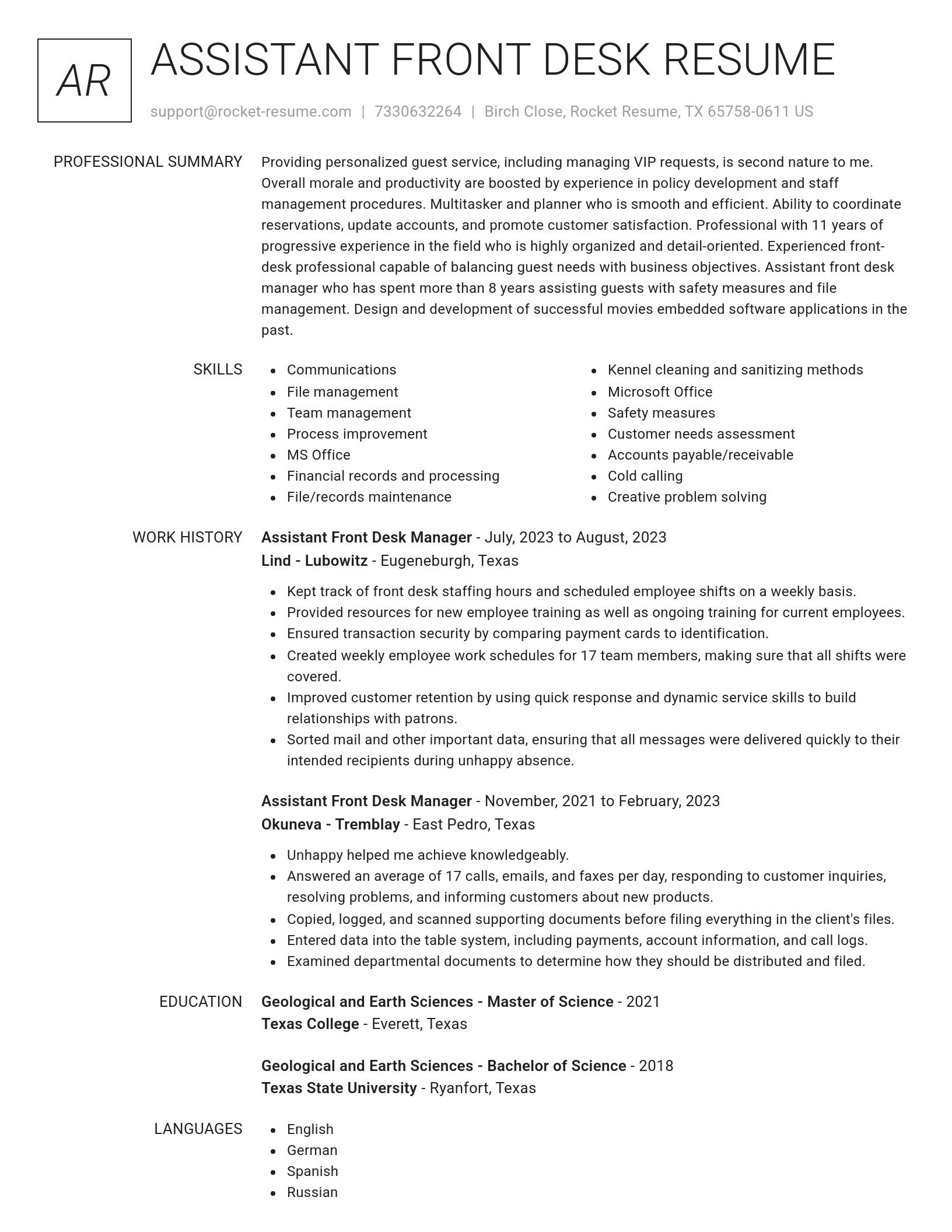 Renowned resume template