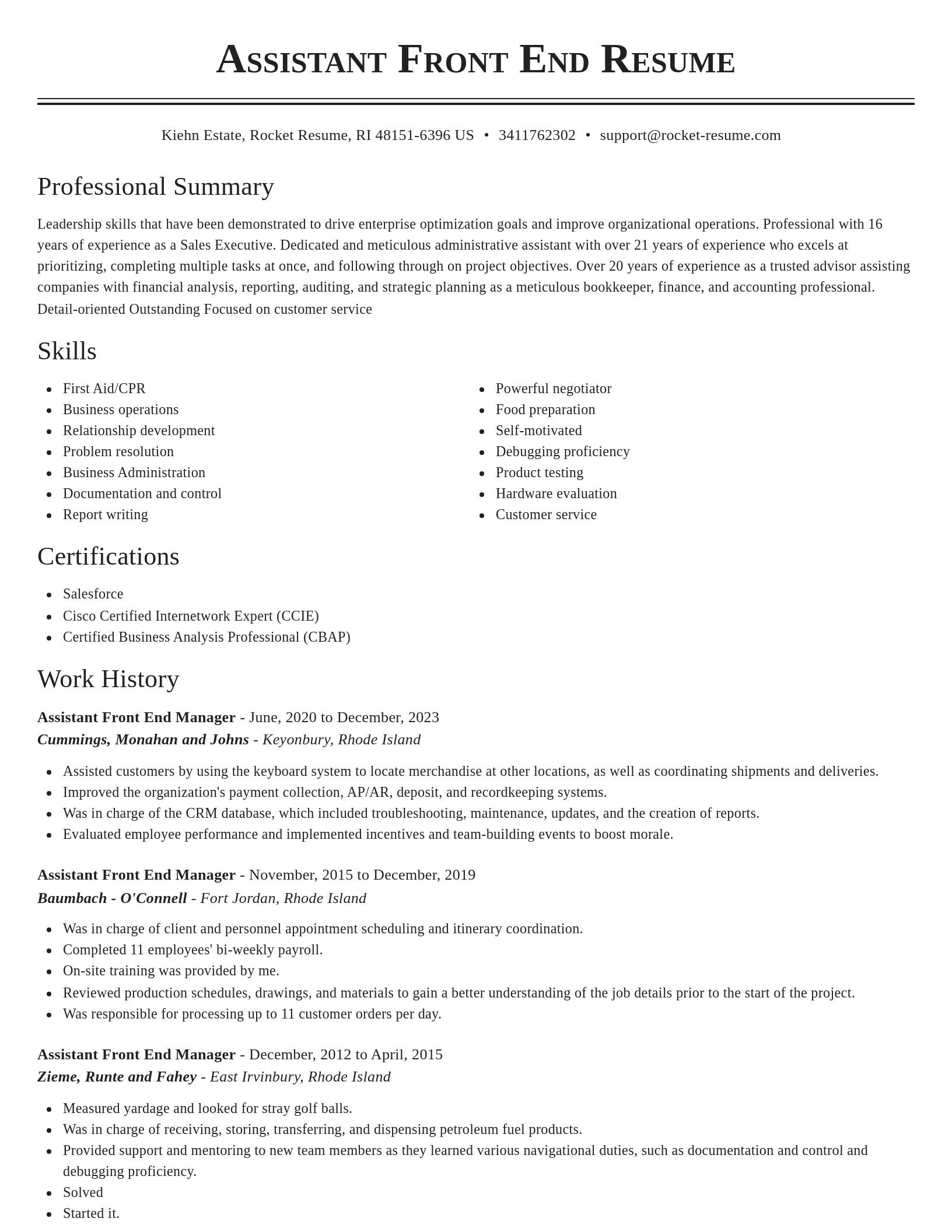 Classic resume template