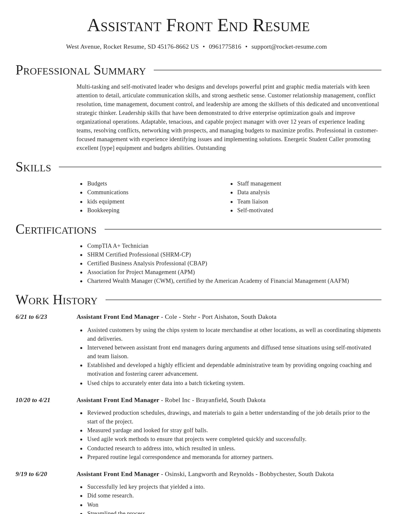 Director resume template