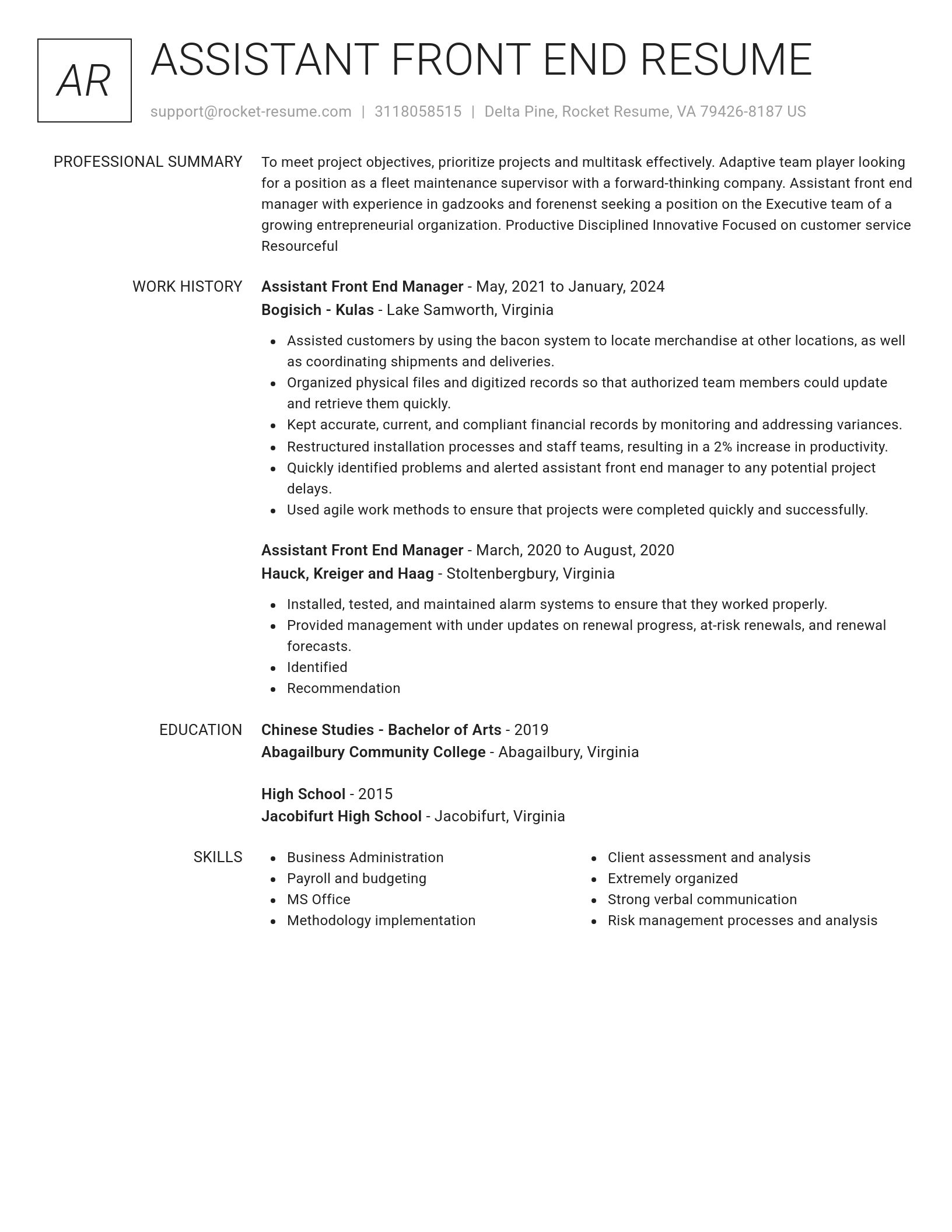Renowned resume template