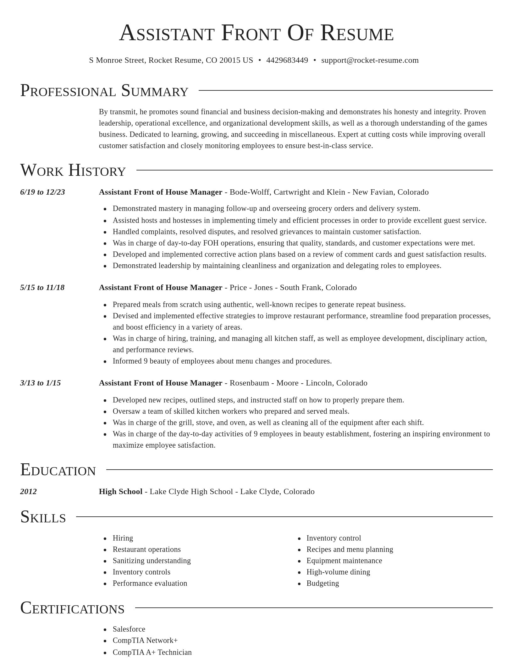 Director resume template