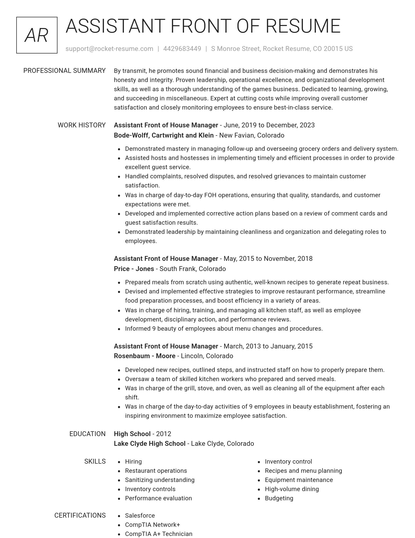 Renowned resume template