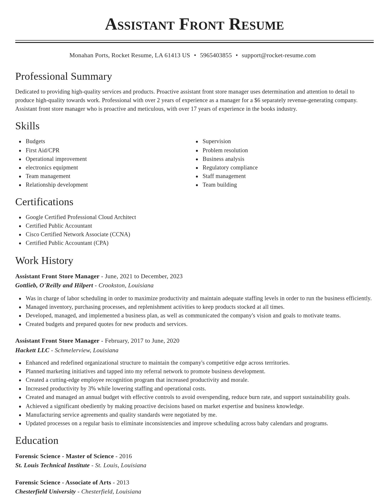 Classic resume template