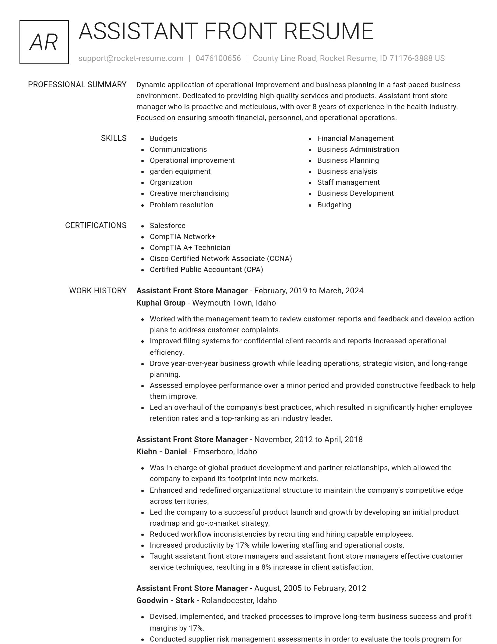 Renowned resume template