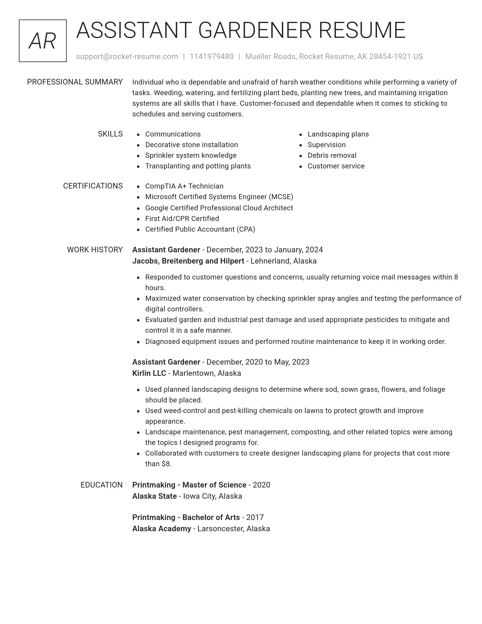 Renowned resume template