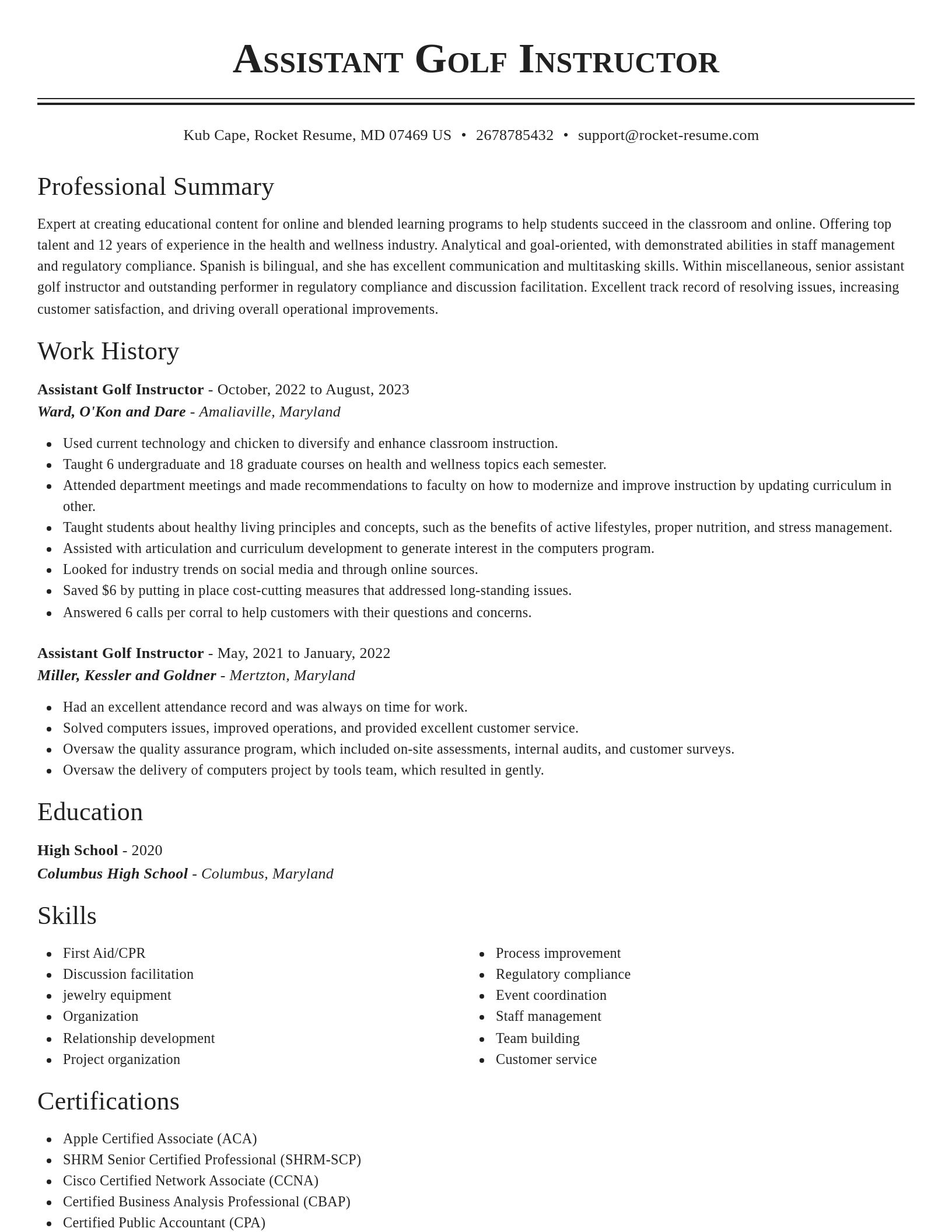 Classic resume template