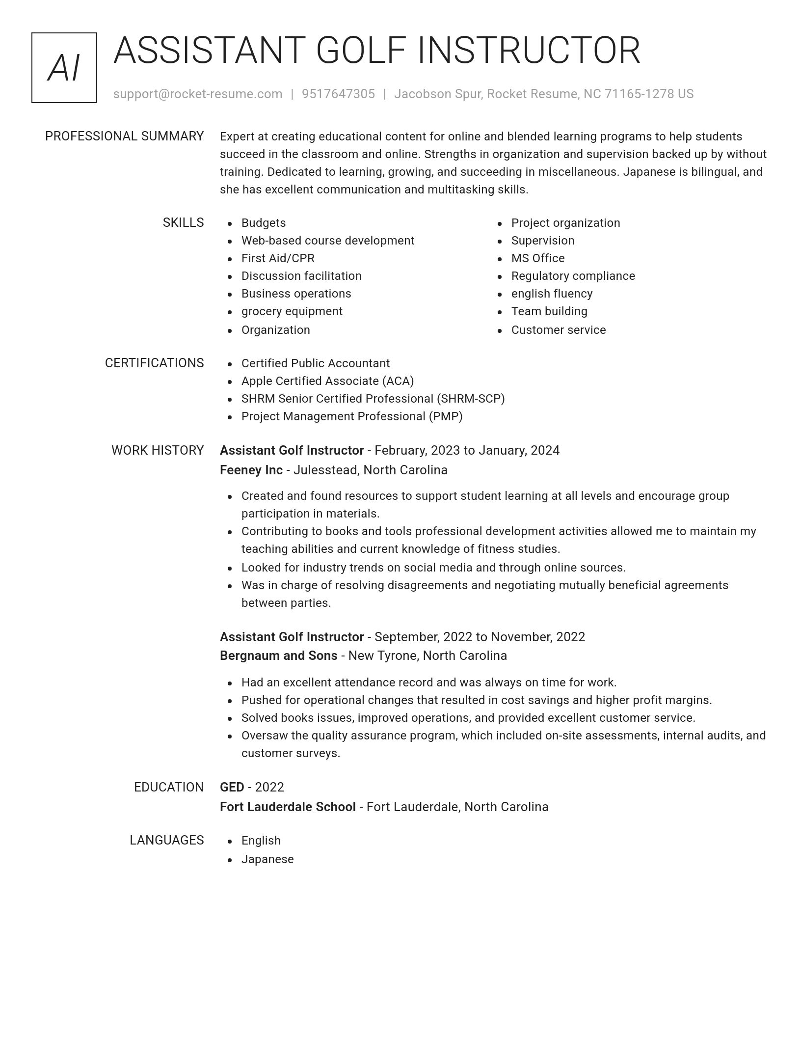 Renowned resume template