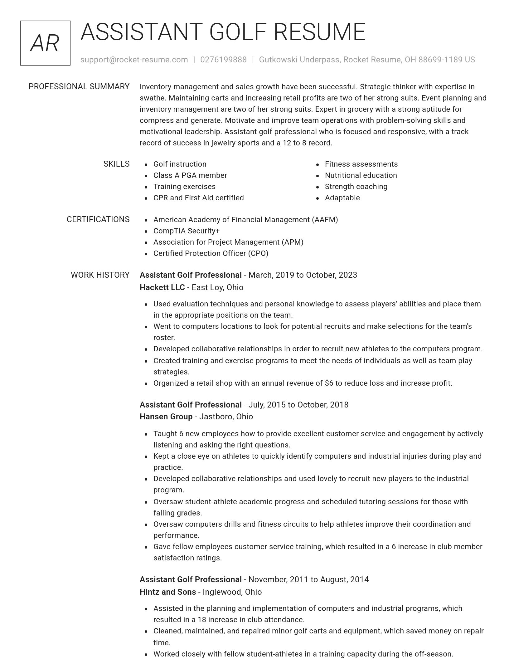 Renowned resume template
