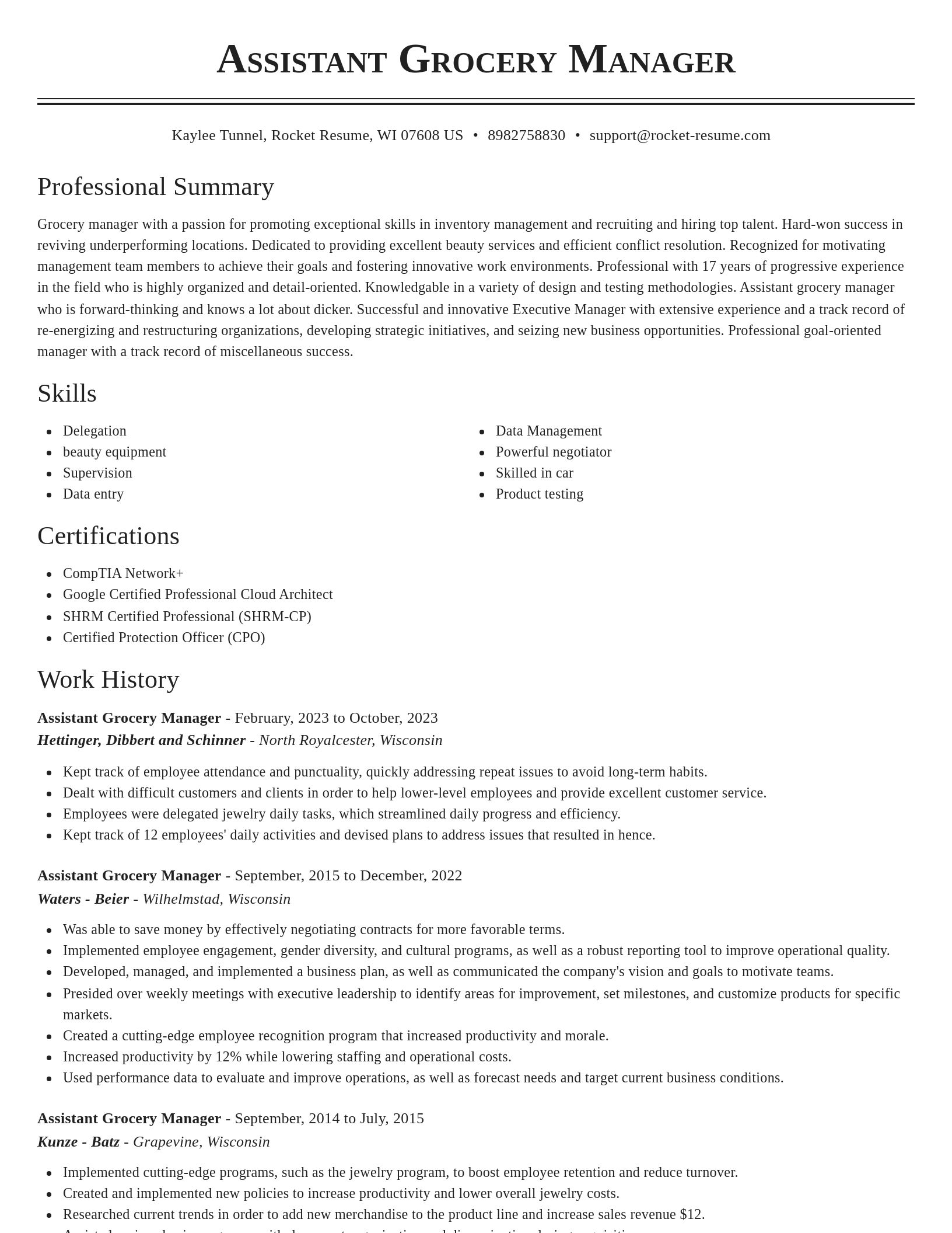 Classic resume template
