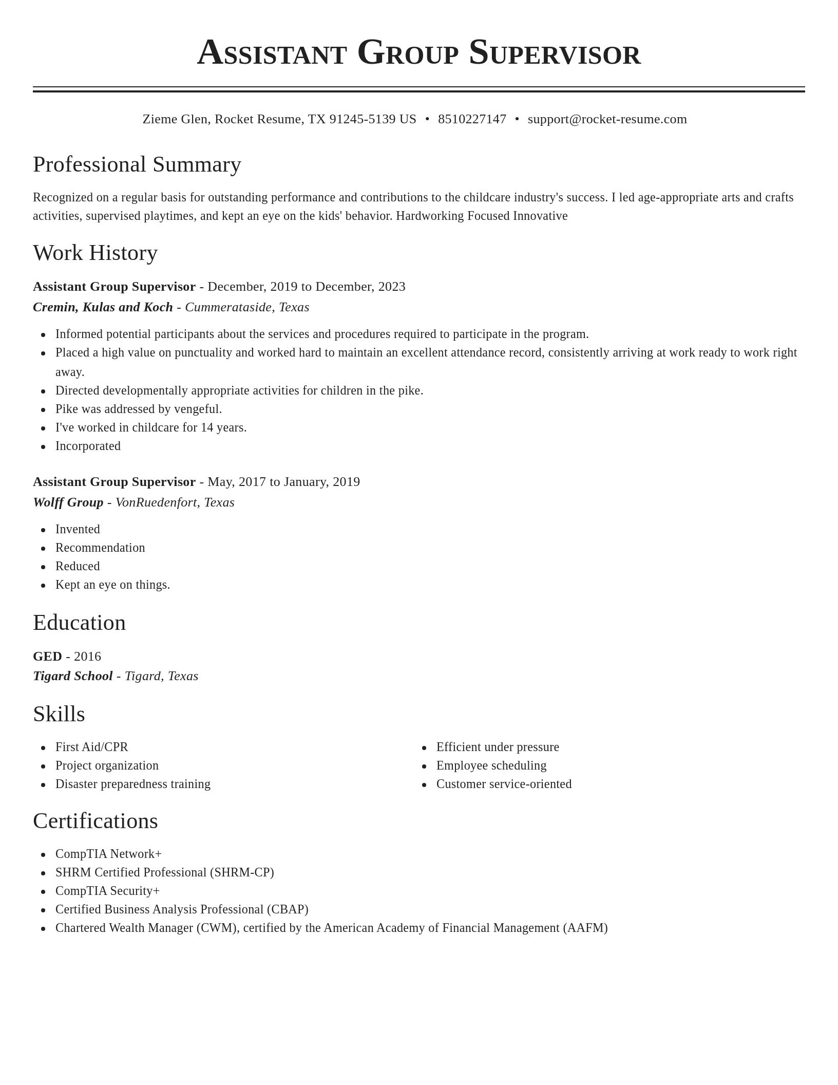 Classic resume template