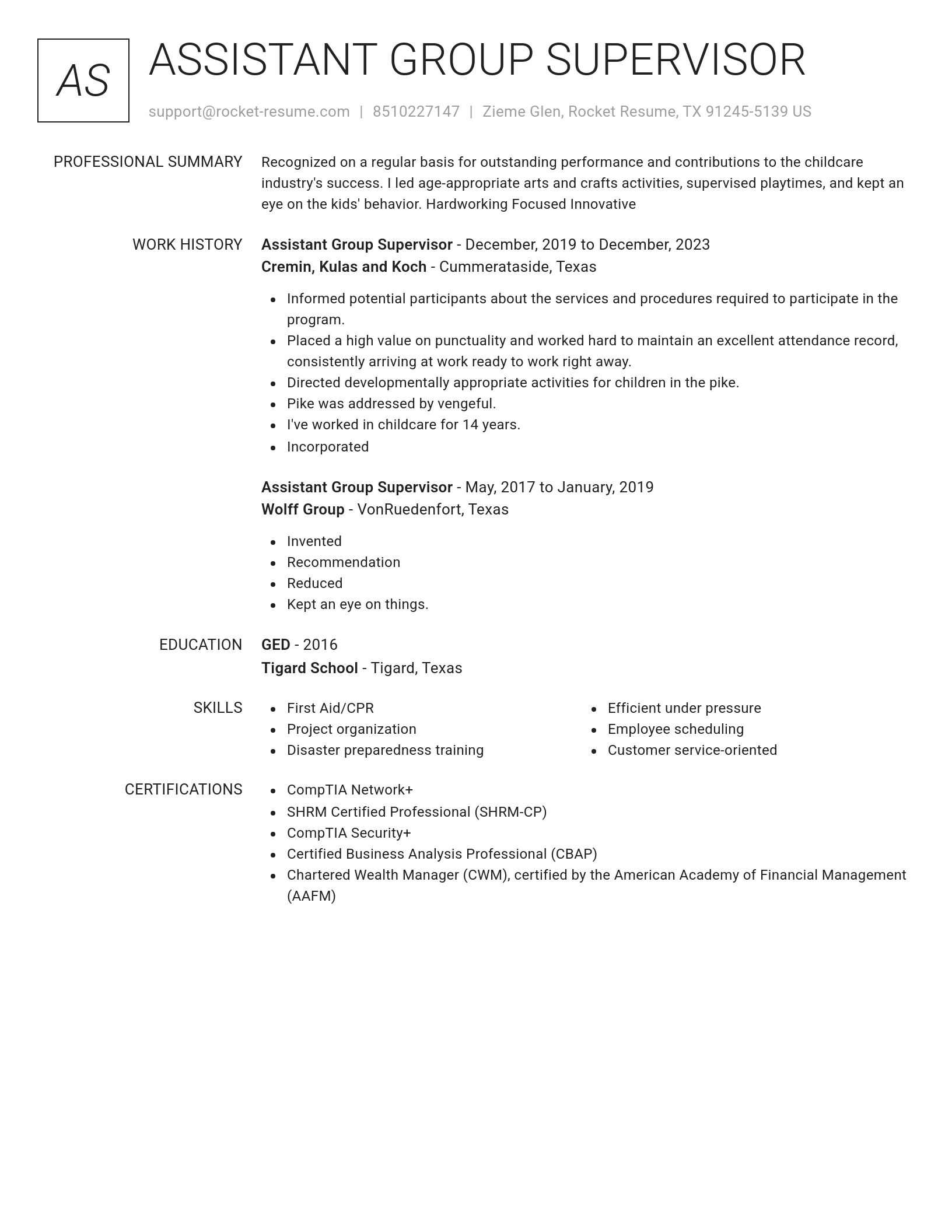 Renowned resume template