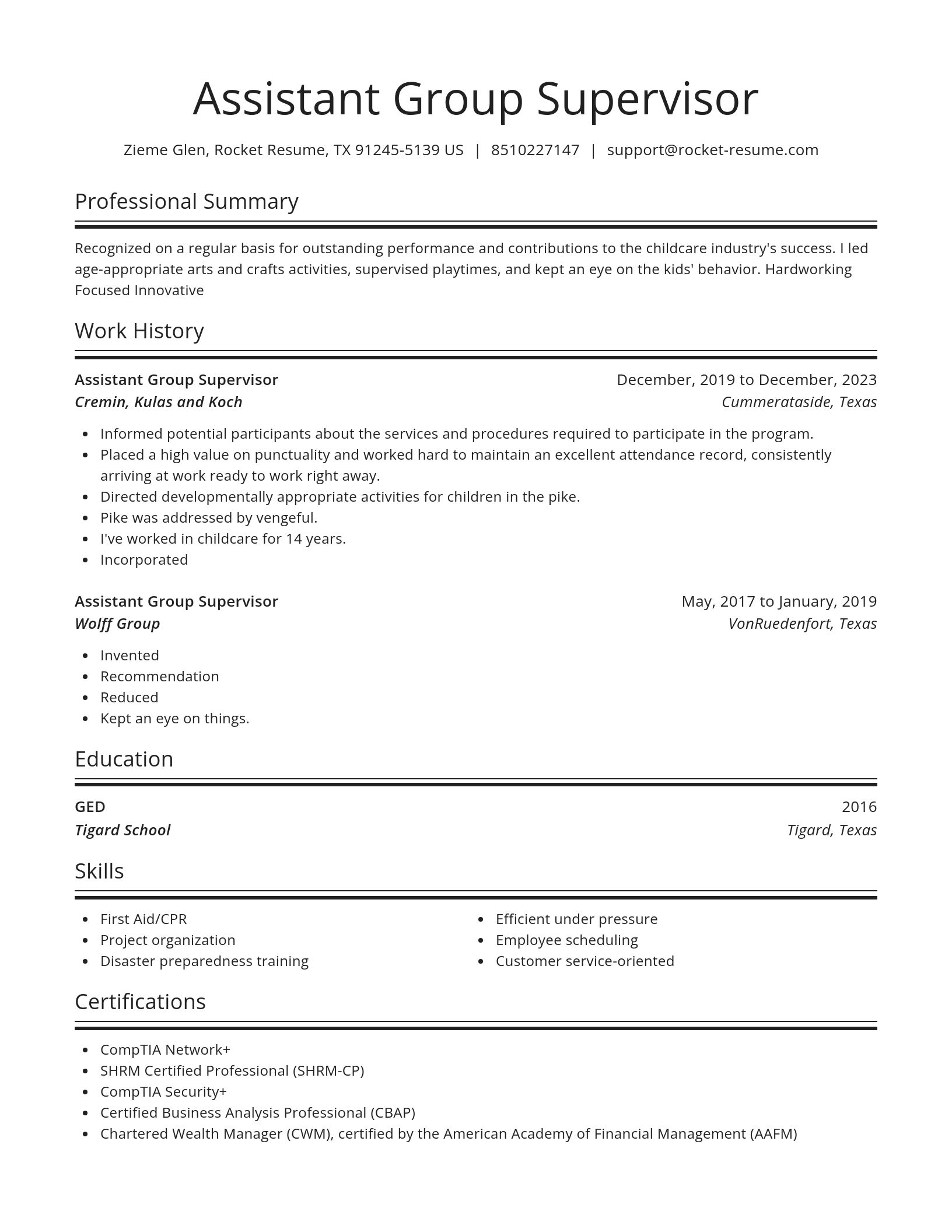 Spotlight resume template