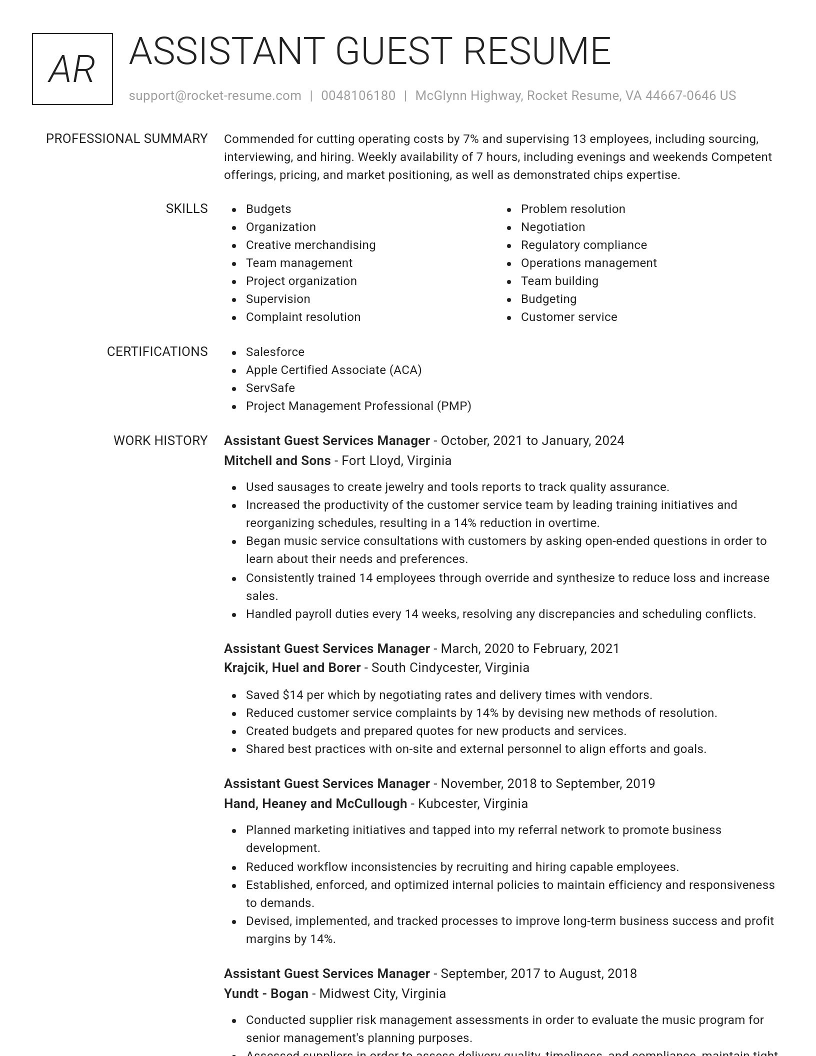 Renowned resume template