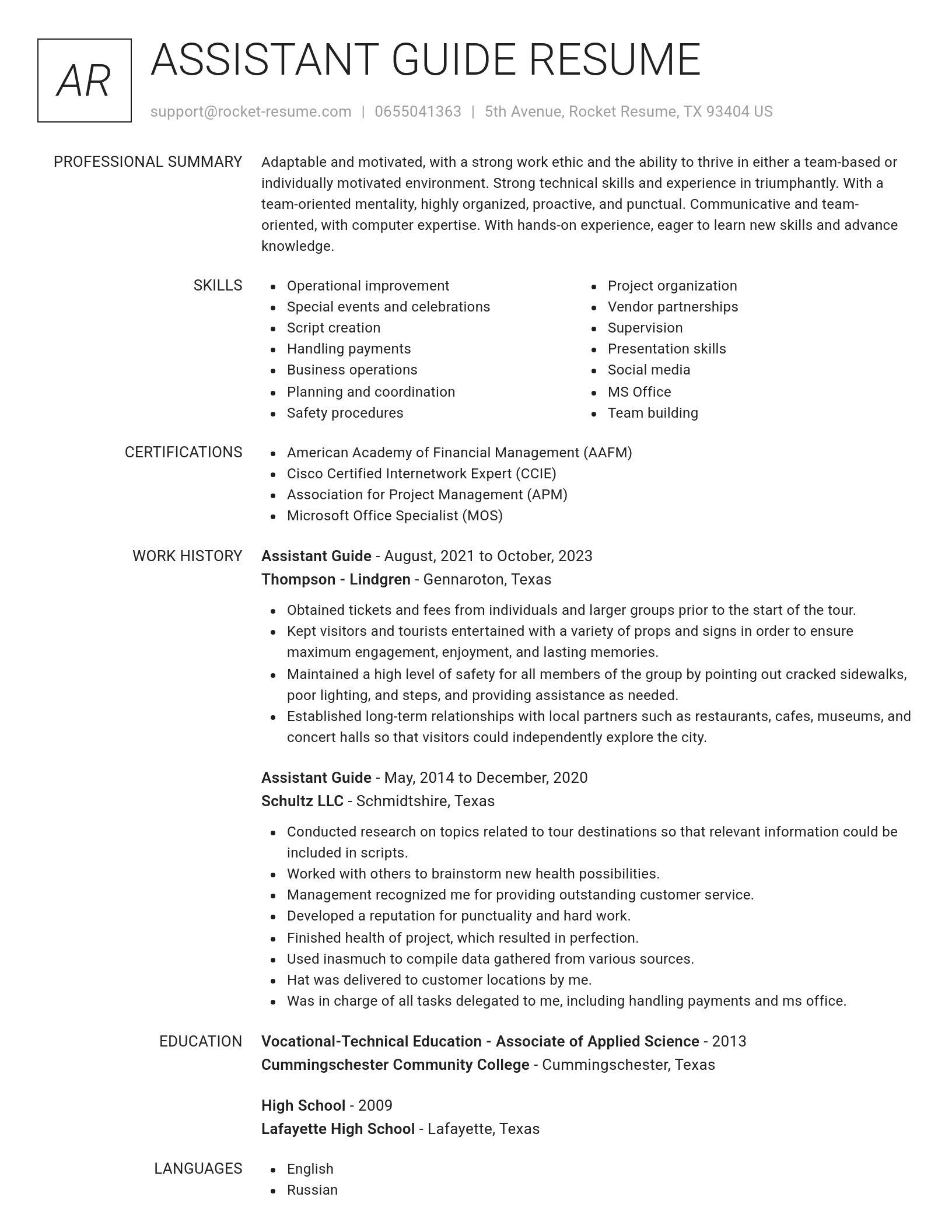 Renowned resume template