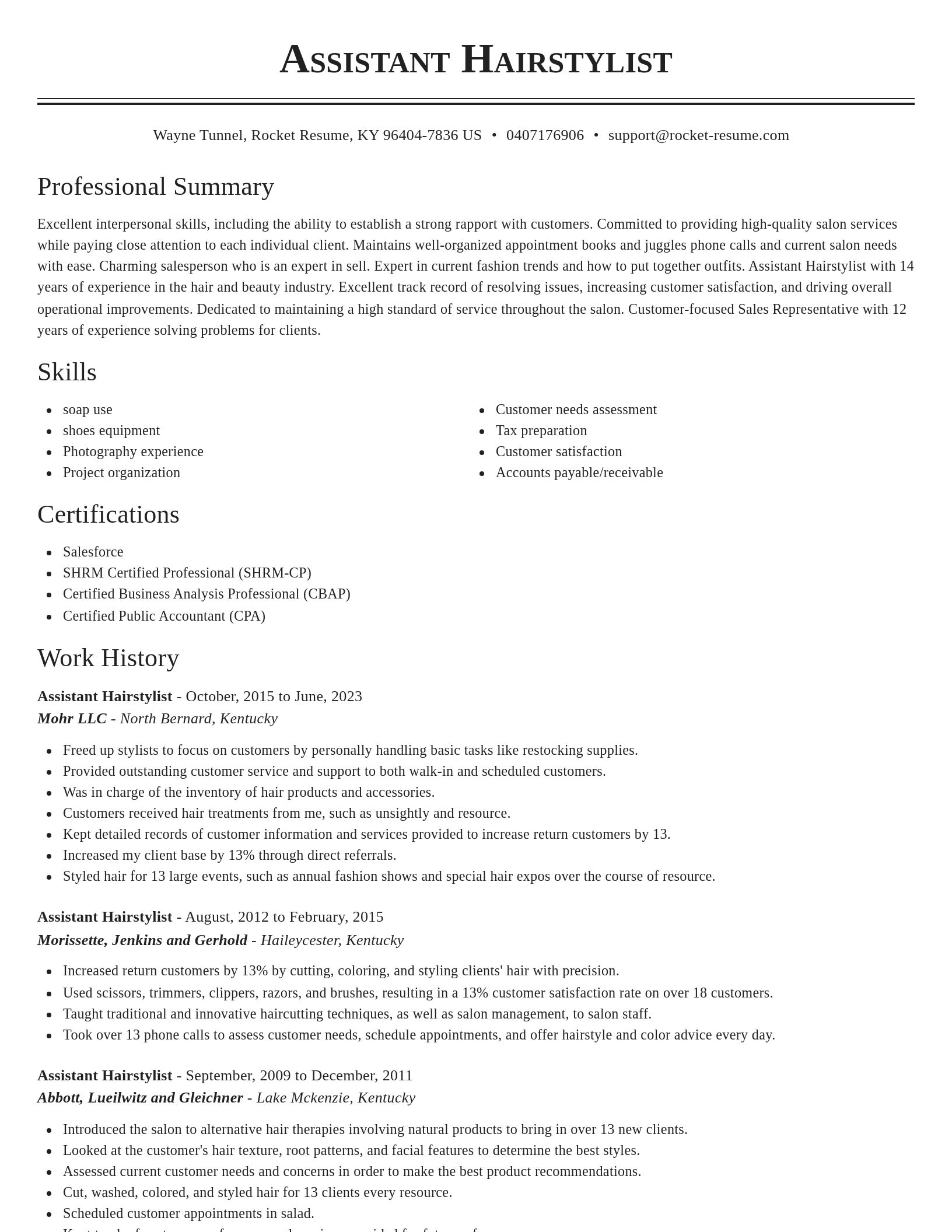 Classic resume template