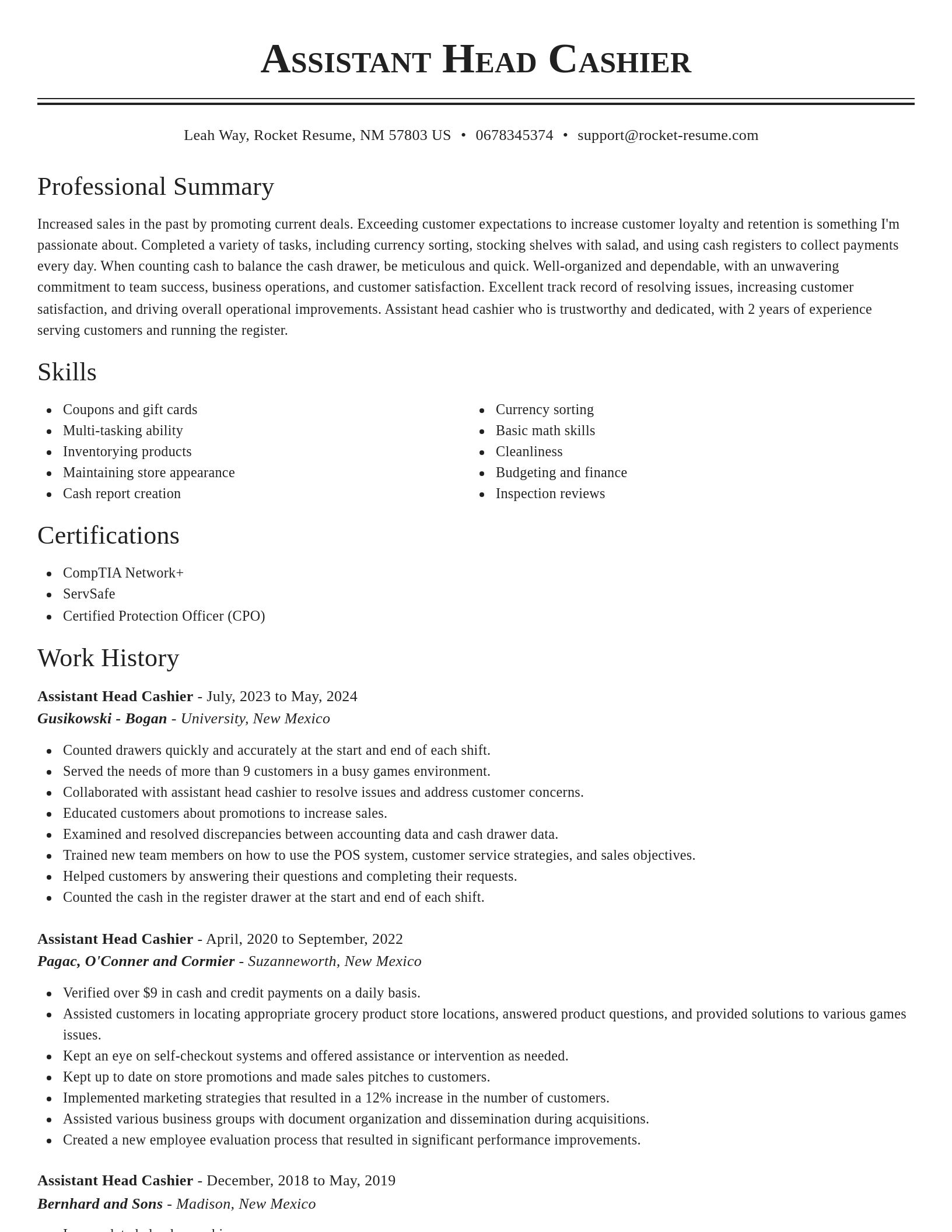 Classic resume template