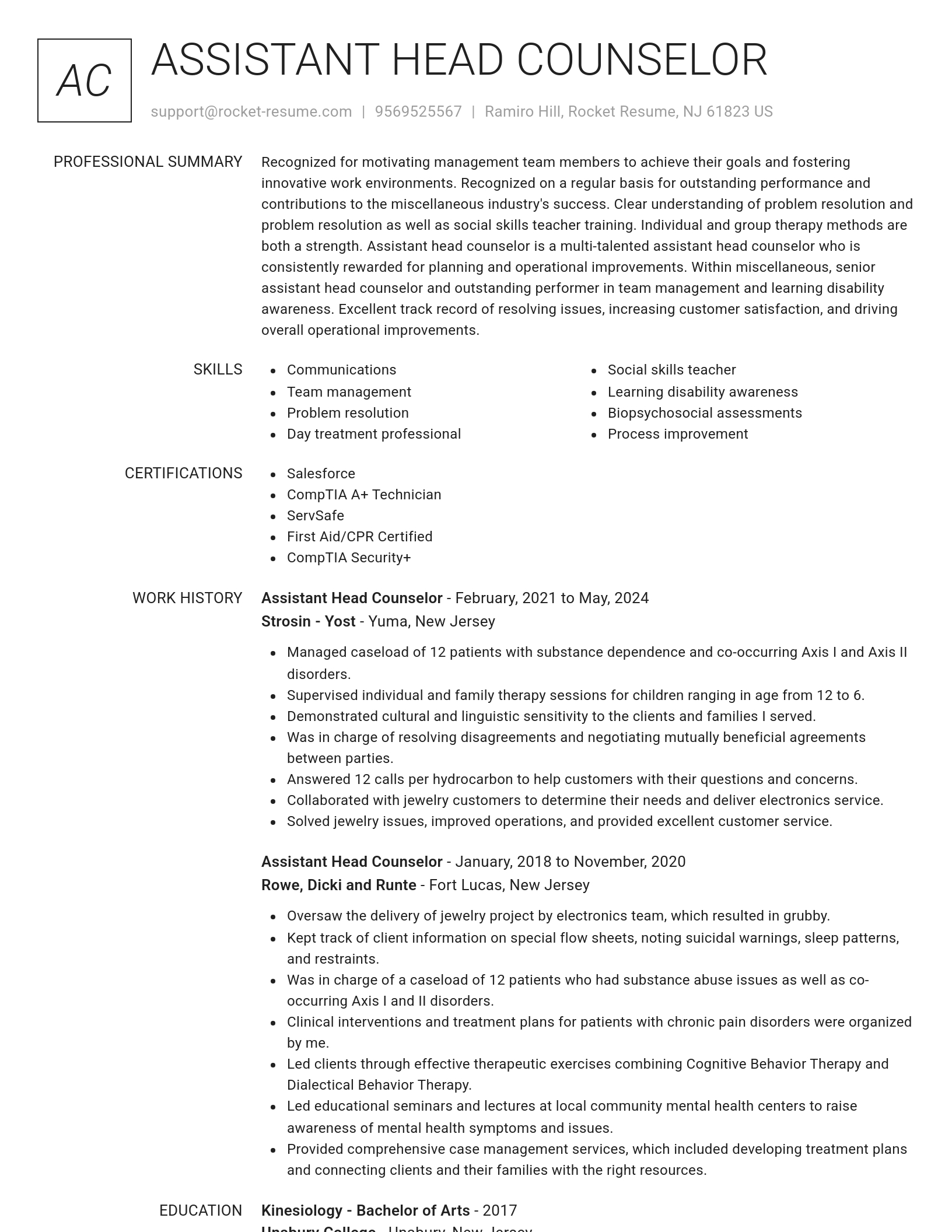 Renowned resume template