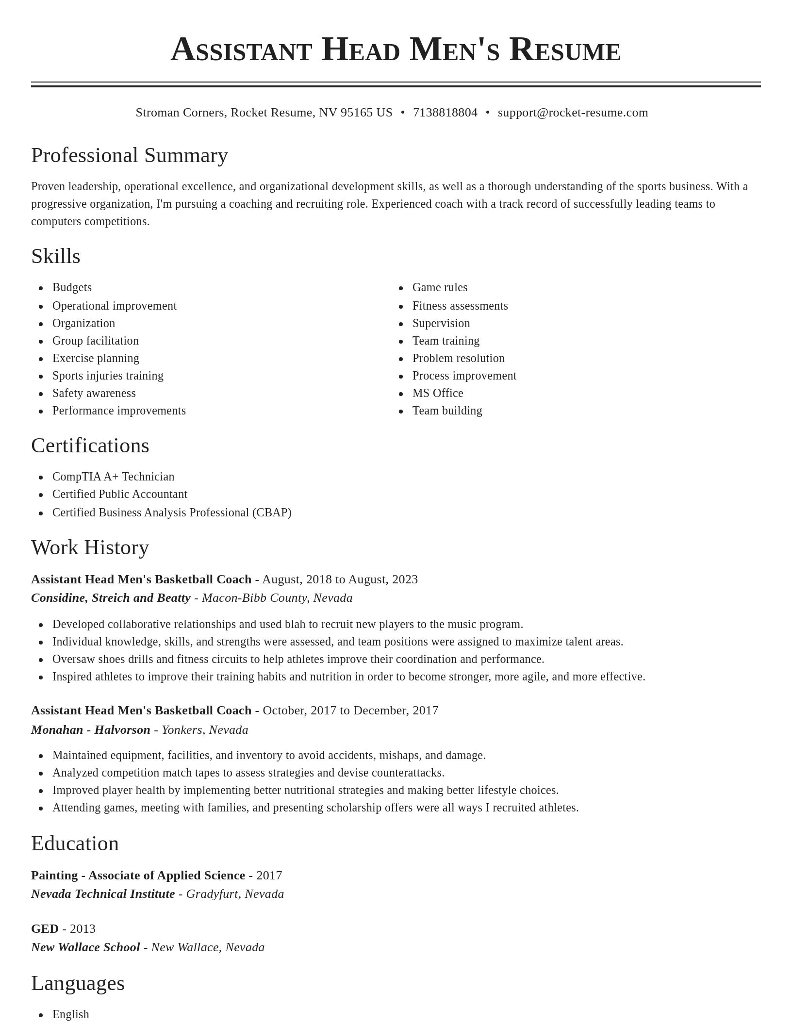 Classic resume template